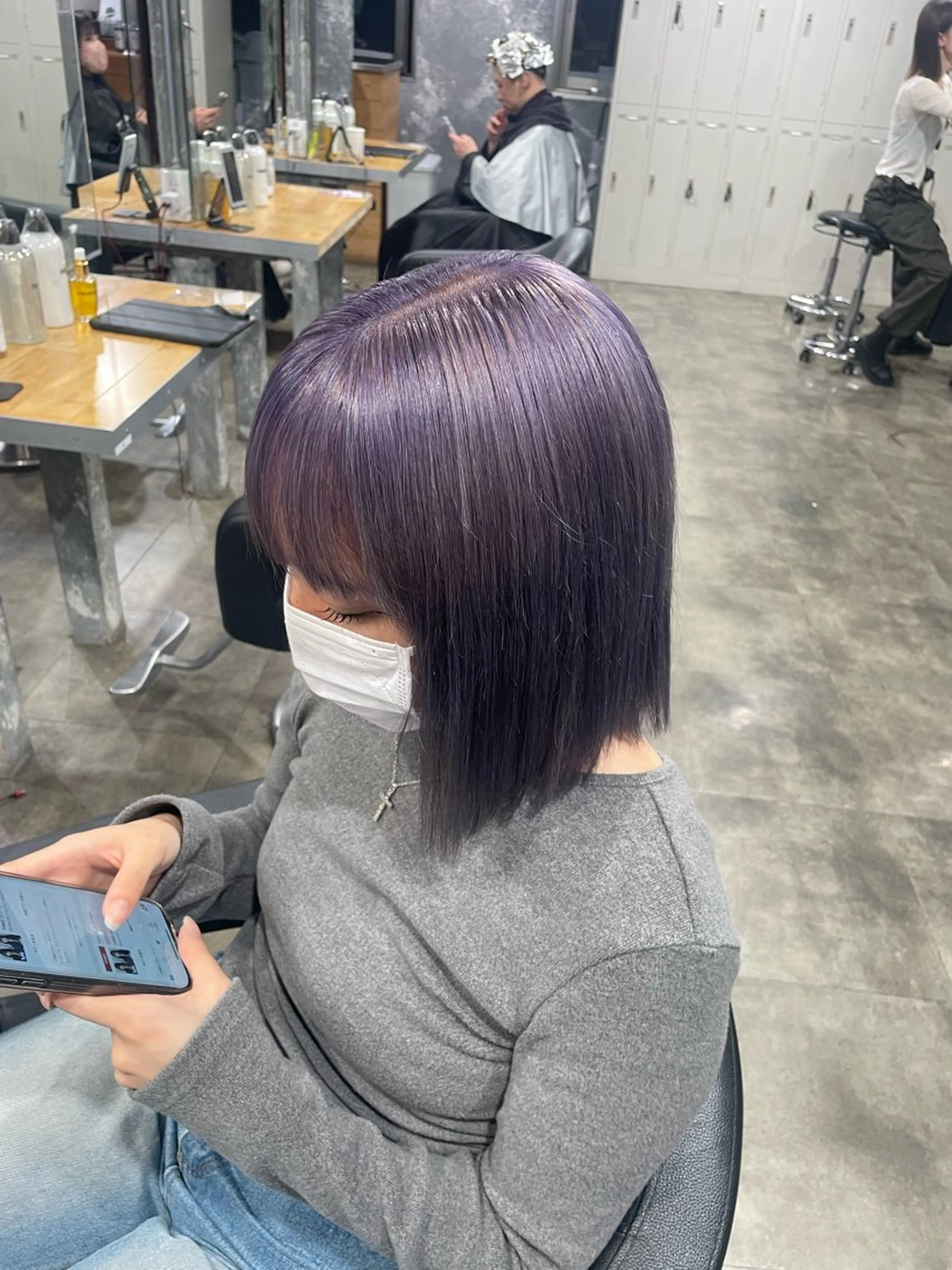 ミディアム カラー ハイトーンブロンド 横浜💞ミオのヘアスタイル