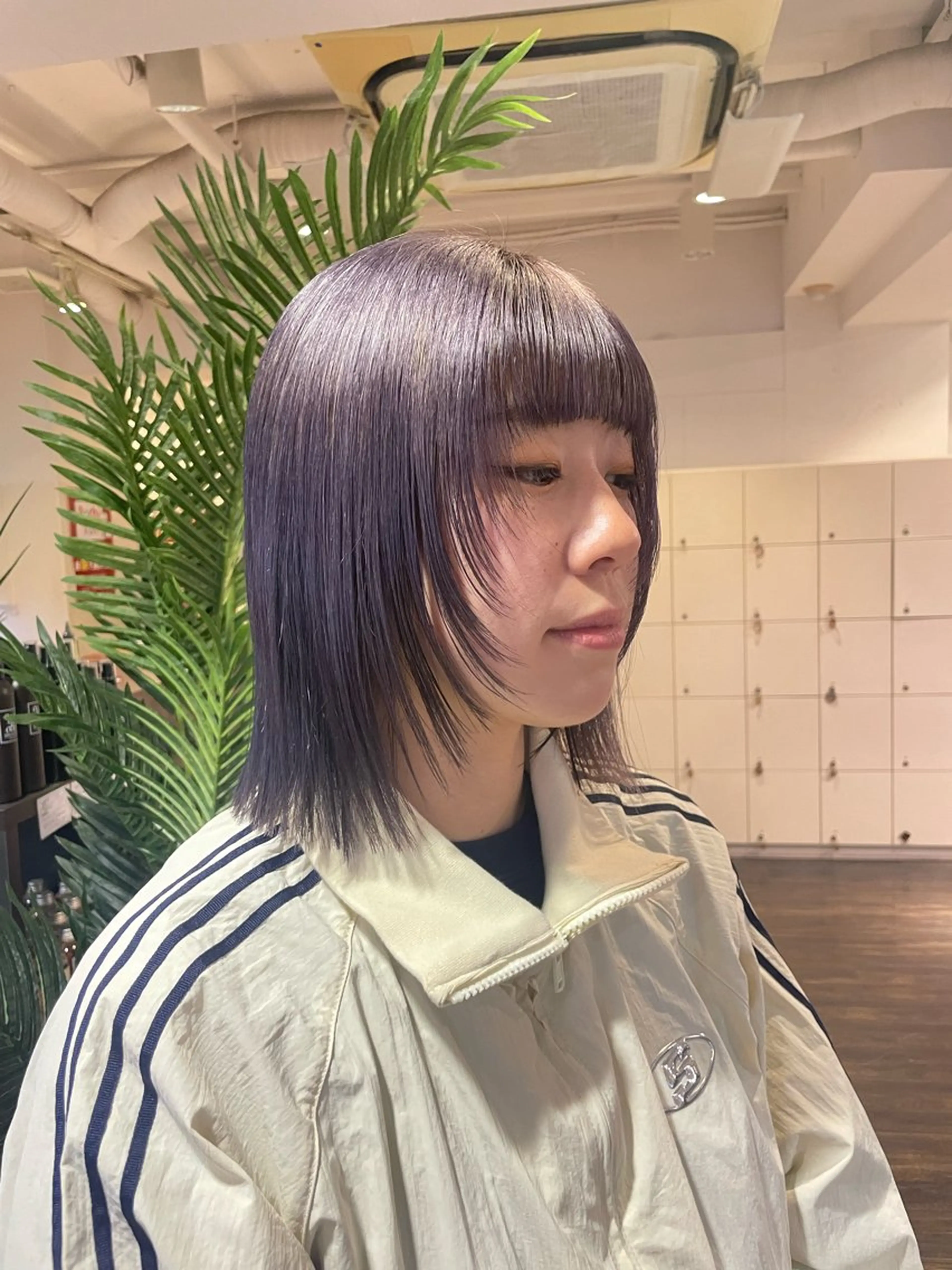 ロング カラー グレージュ ラベンダーカラー ラベンダーグレージュ ラベンダーグレー カット ヘアカラー 佐藤 綾郁のヘアスタイル