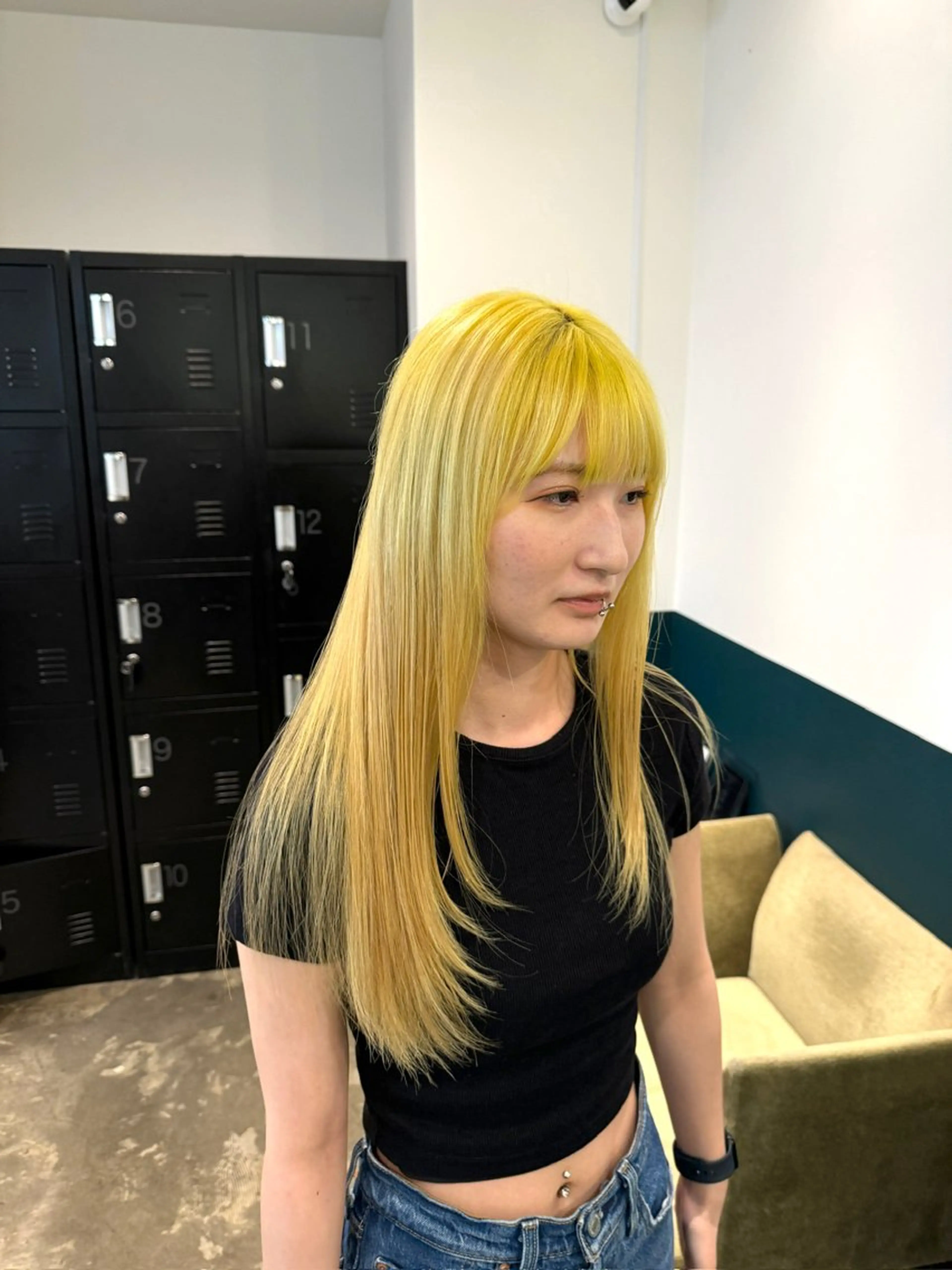 ロング カラー イエローカラー ヘアカラー 聖斗 /ハイトーン/パーマのヘアスタイル