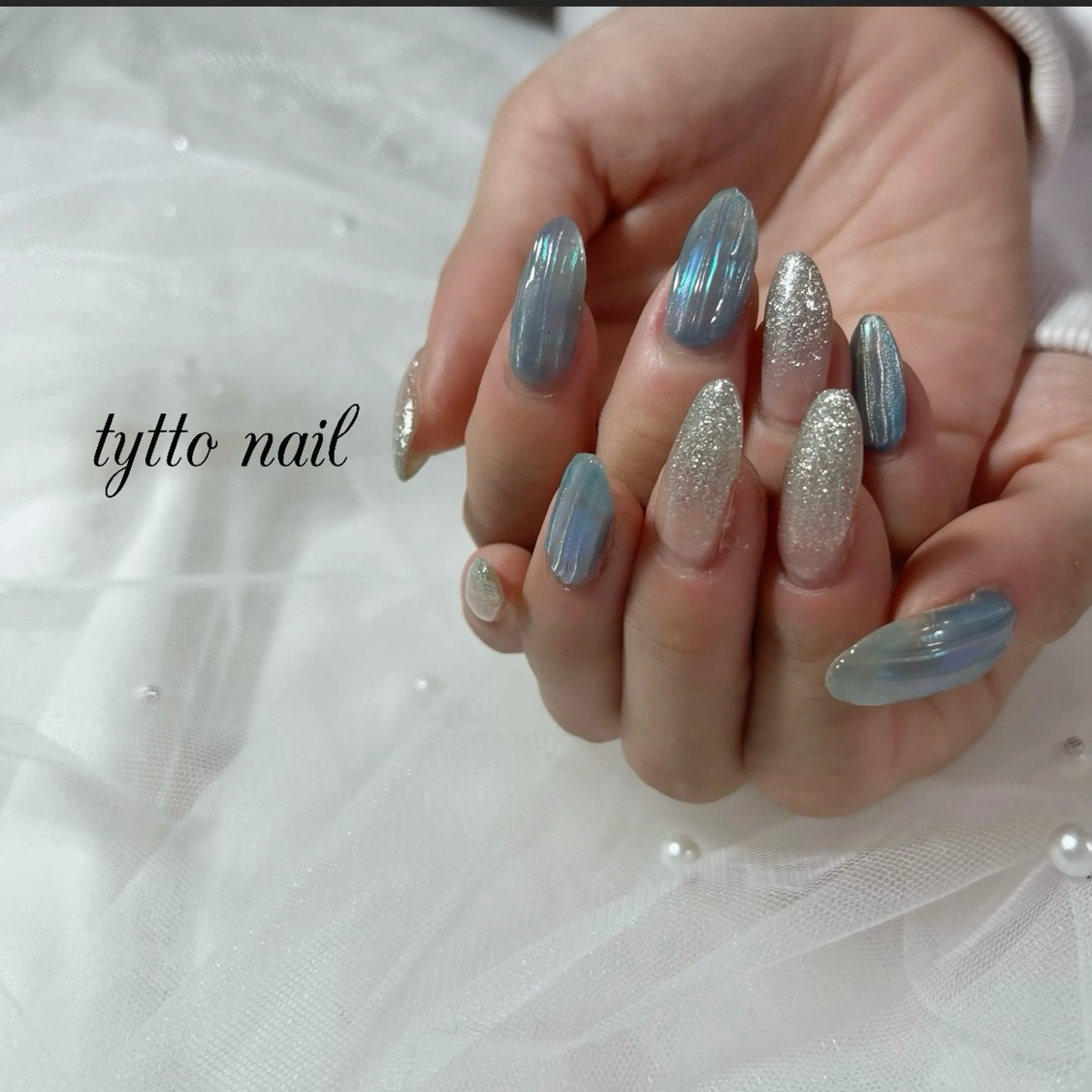 ネイル オーロラネイル グラデーション キラキラネイル ラメ(グリッター) ラメグラデーション ハンドネイル tytto nail ❤︎‪‪eri‪‪のネイルデザイン