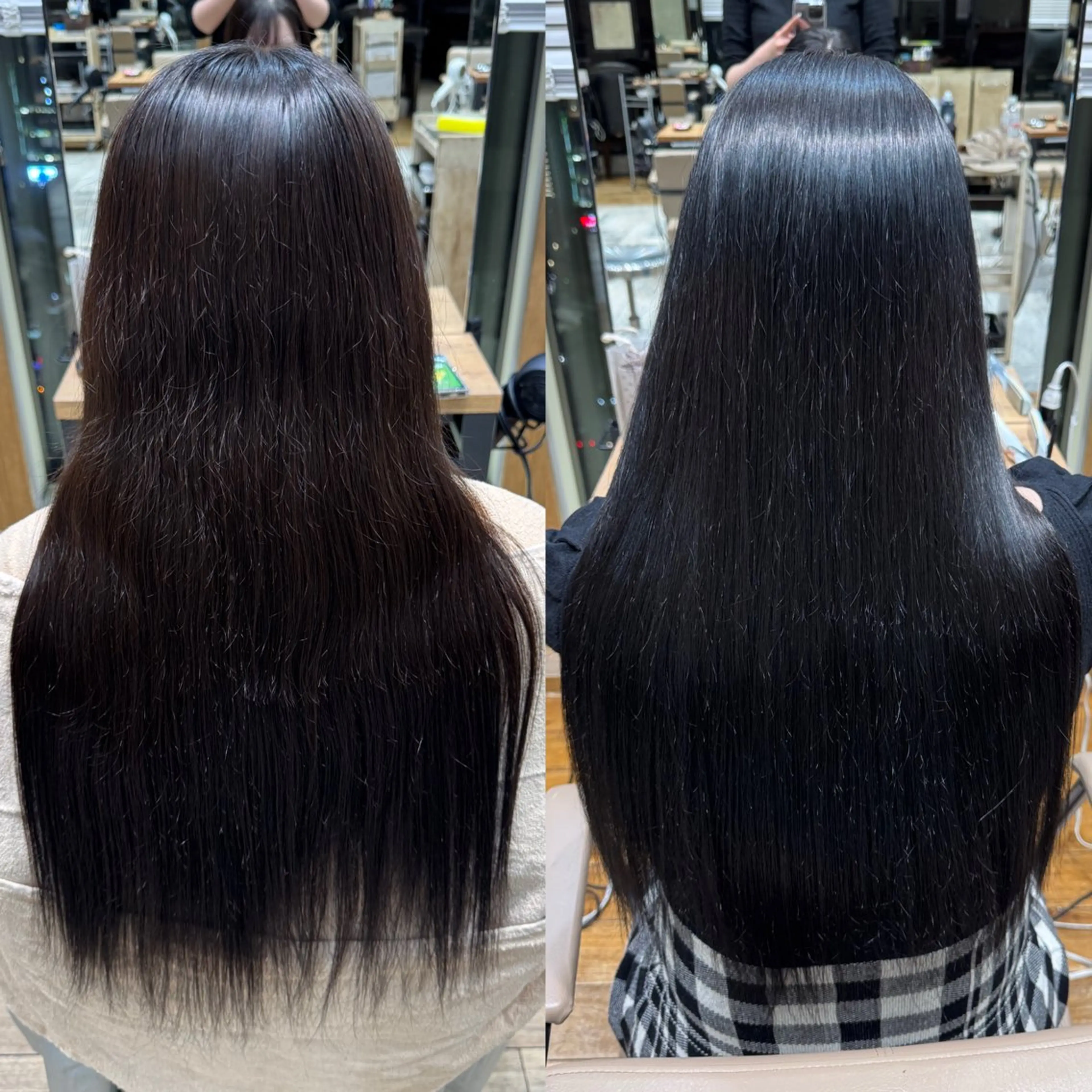 ロング カラー アッシュ ベージュカラー 黒髪 ブルーカラー ブルーブラック ヘアカラー 縮毛矯正 トリートメント 新宿透明感カラー 髪質改善/吉川怜奈のヘアスタイル