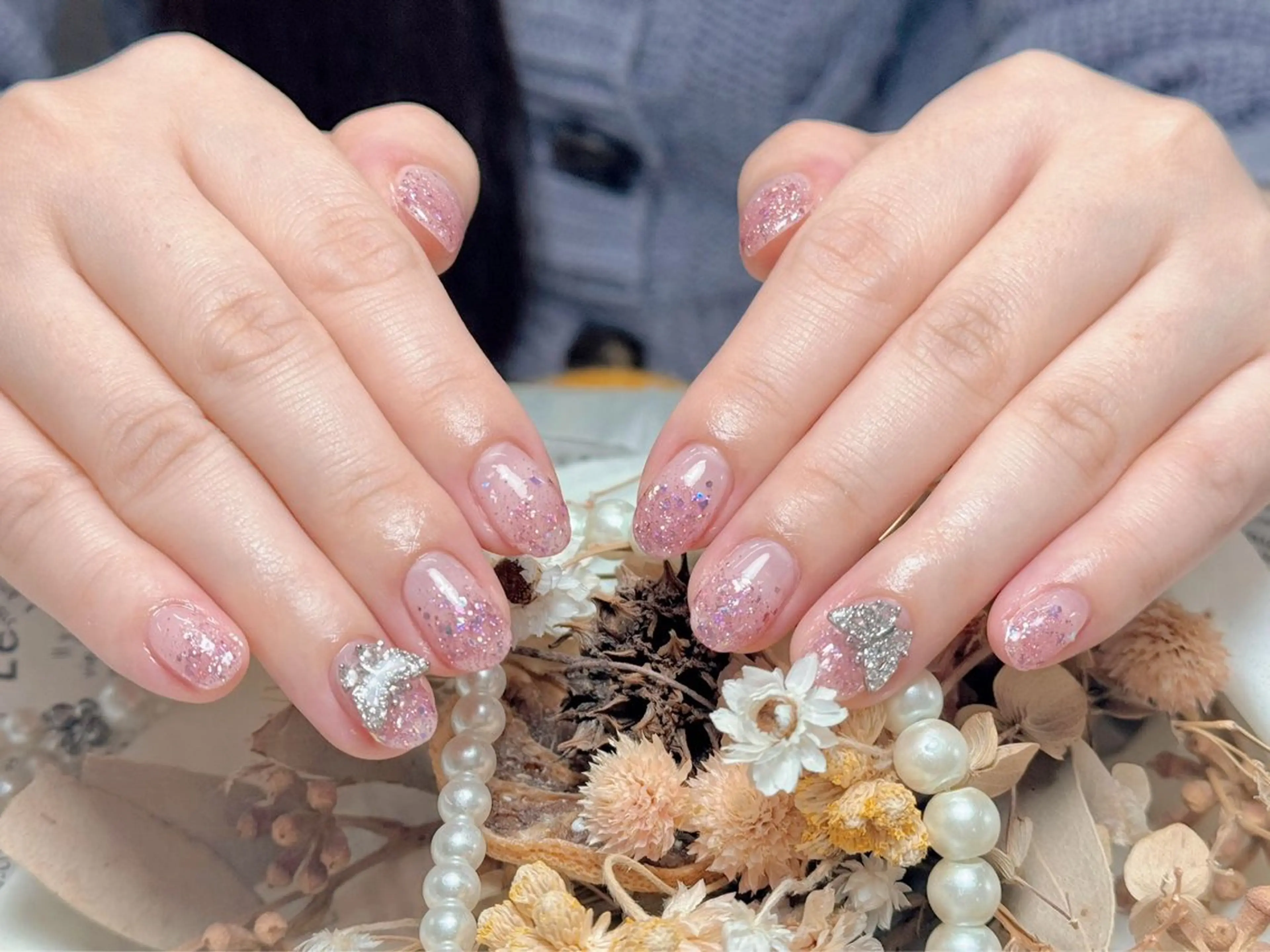 ネイル 長さ出し フレンチネイル ジェルネイル ガラスフレンチ 韓国ネイル ハンドネイル ハンドケア For U nail スカルプ専門店のネイルデザイン