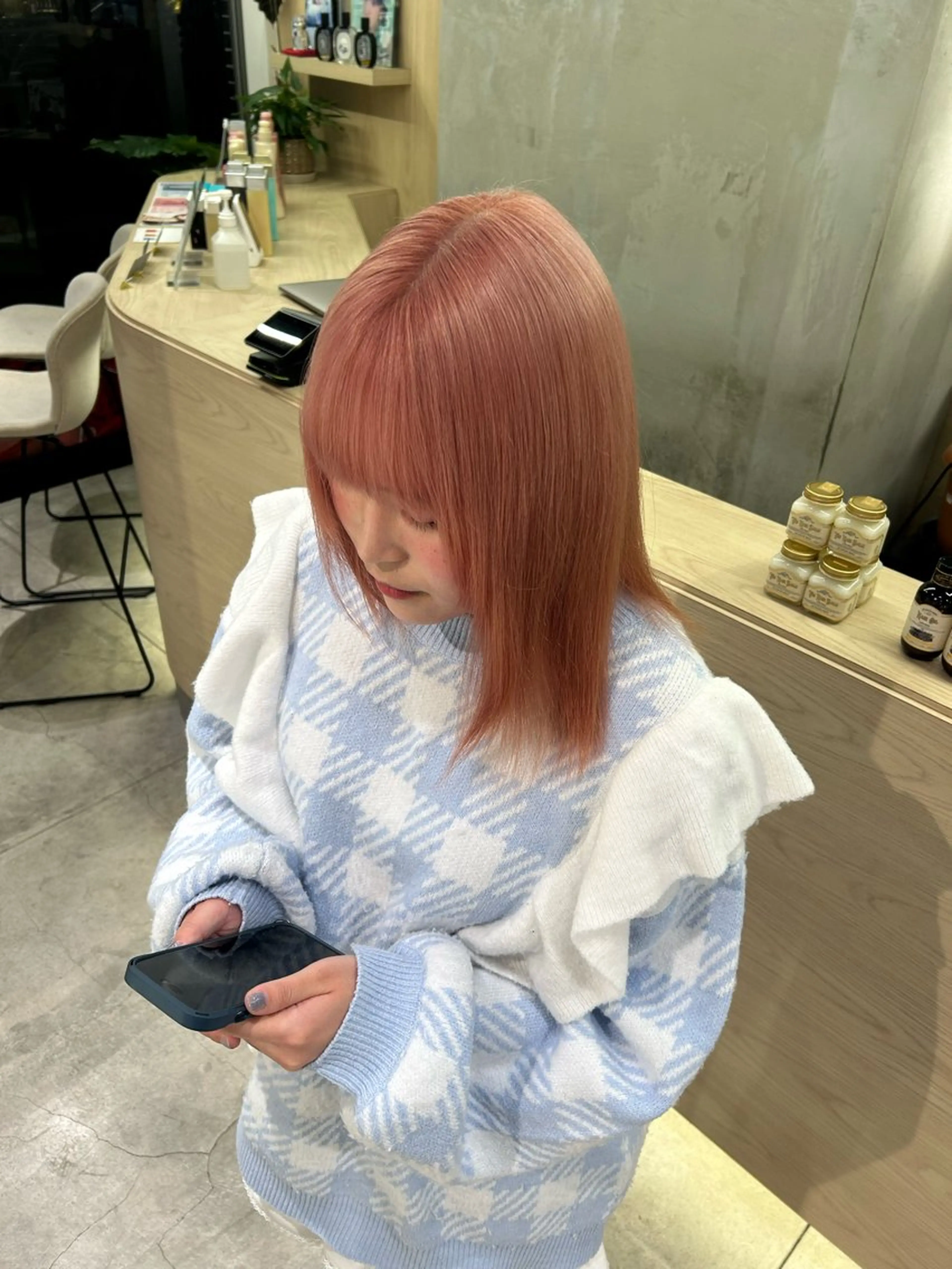 ミディアム カラー ベージュカラー ブリーチ ピンクカラー ピンクベージュ ヘアカラー 結衣/ カットモデル募集🎀のヘアスタイル