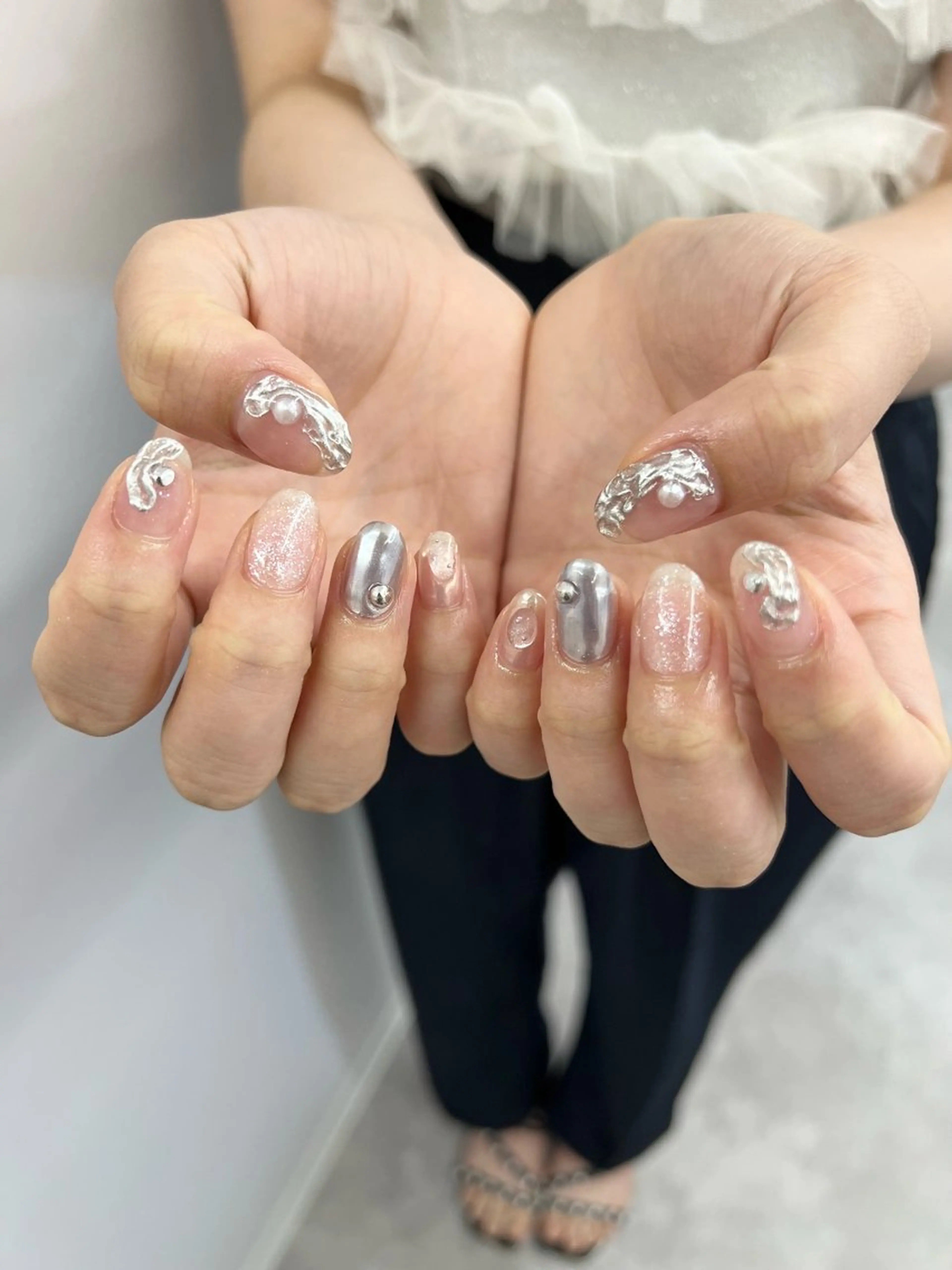 ネイル オーロラネイル クリアネイル ジェルネイル マグネットネイル ミラーネイル ハンドネイル ハンドケア Bana_ Nailのネイルデザイン