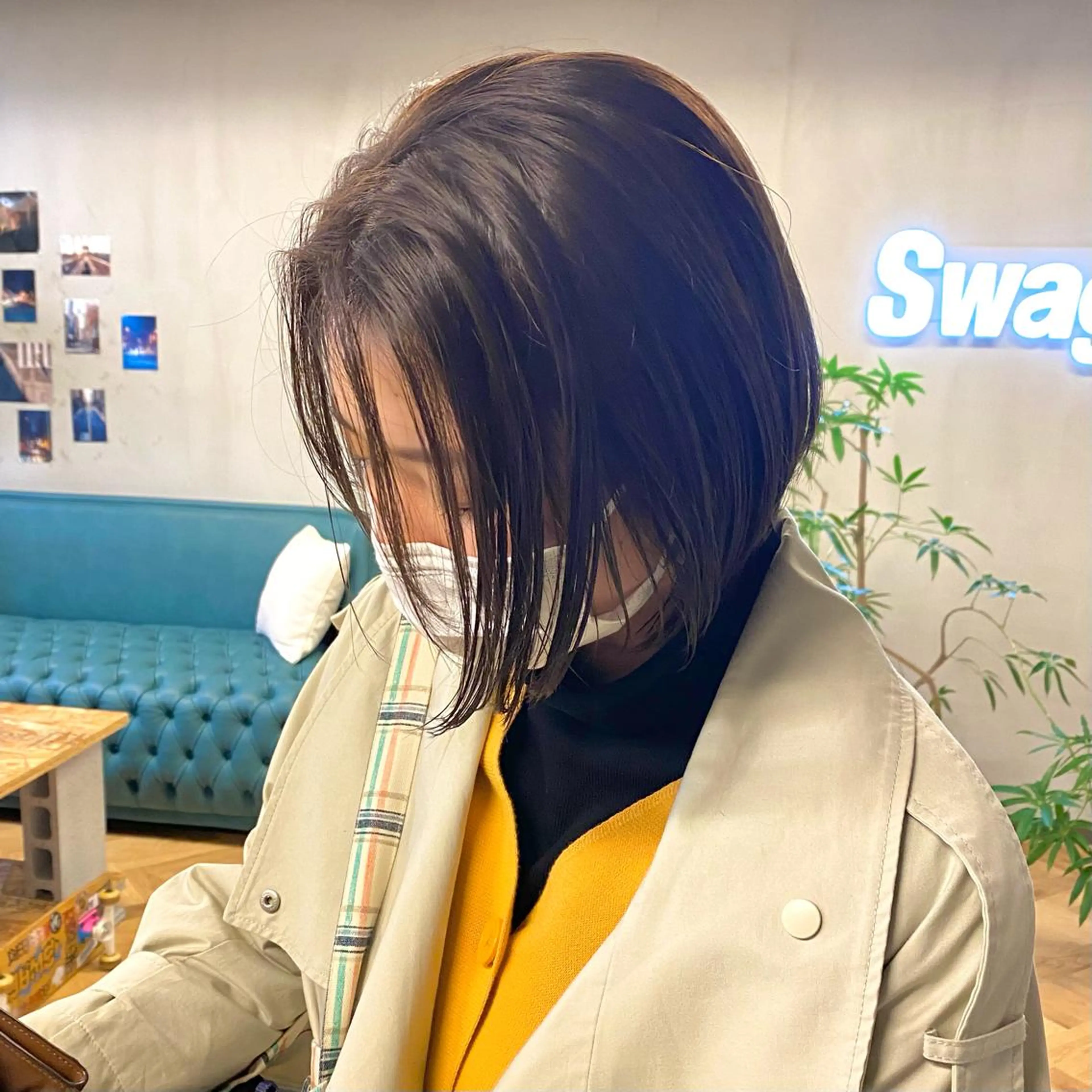 ミディアム カラー パーマ ヘアアレンジ メンズ キッズ ネイル マツエク・マツパ 束感まつ毛 EMANON梅田店所属・前川 朋香のヘアスタイル