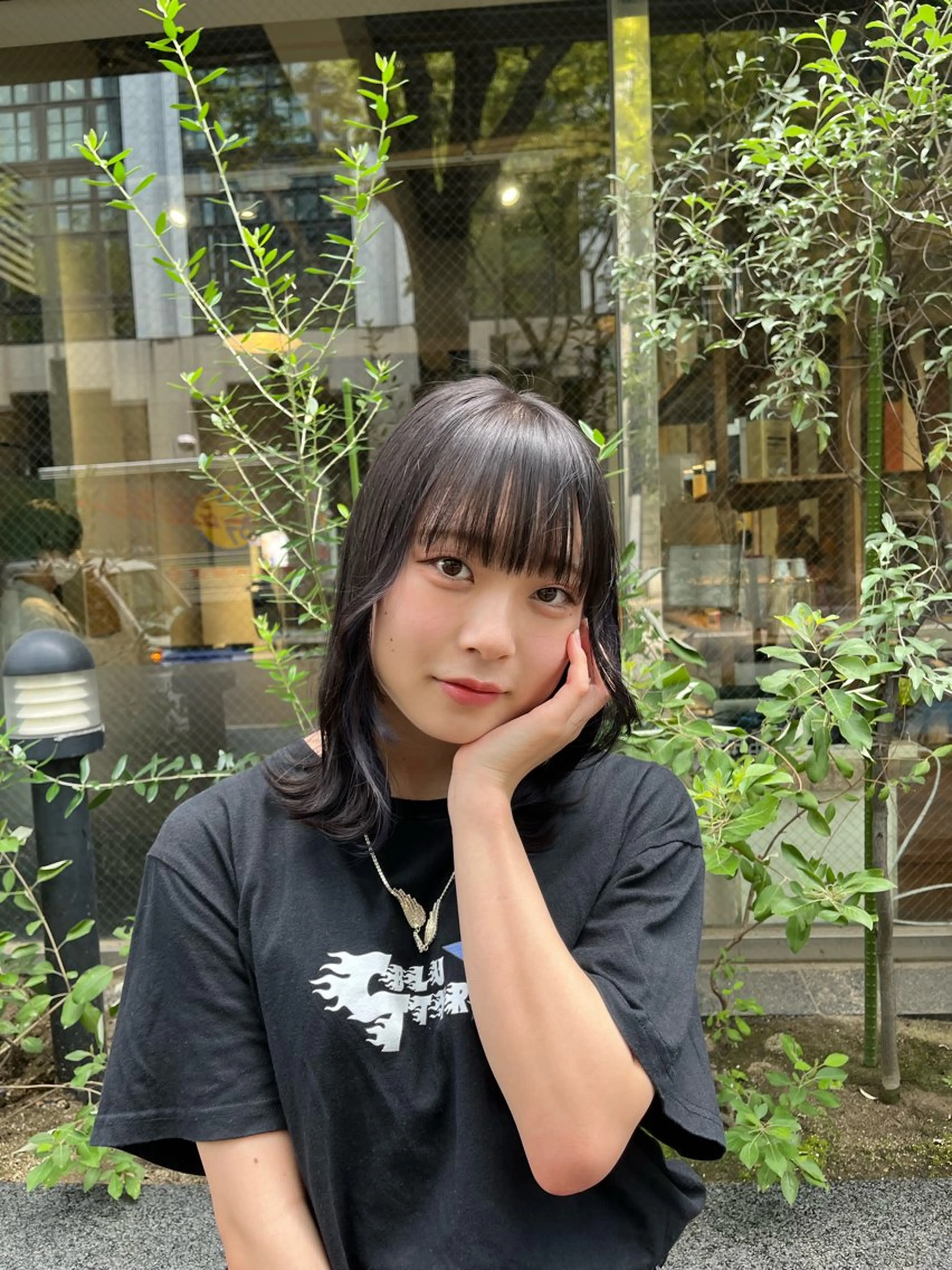 カラー カット ヘアカラー トリートメント えんぐちとも／透明感 カラー／博多ボブのヘアスタイル