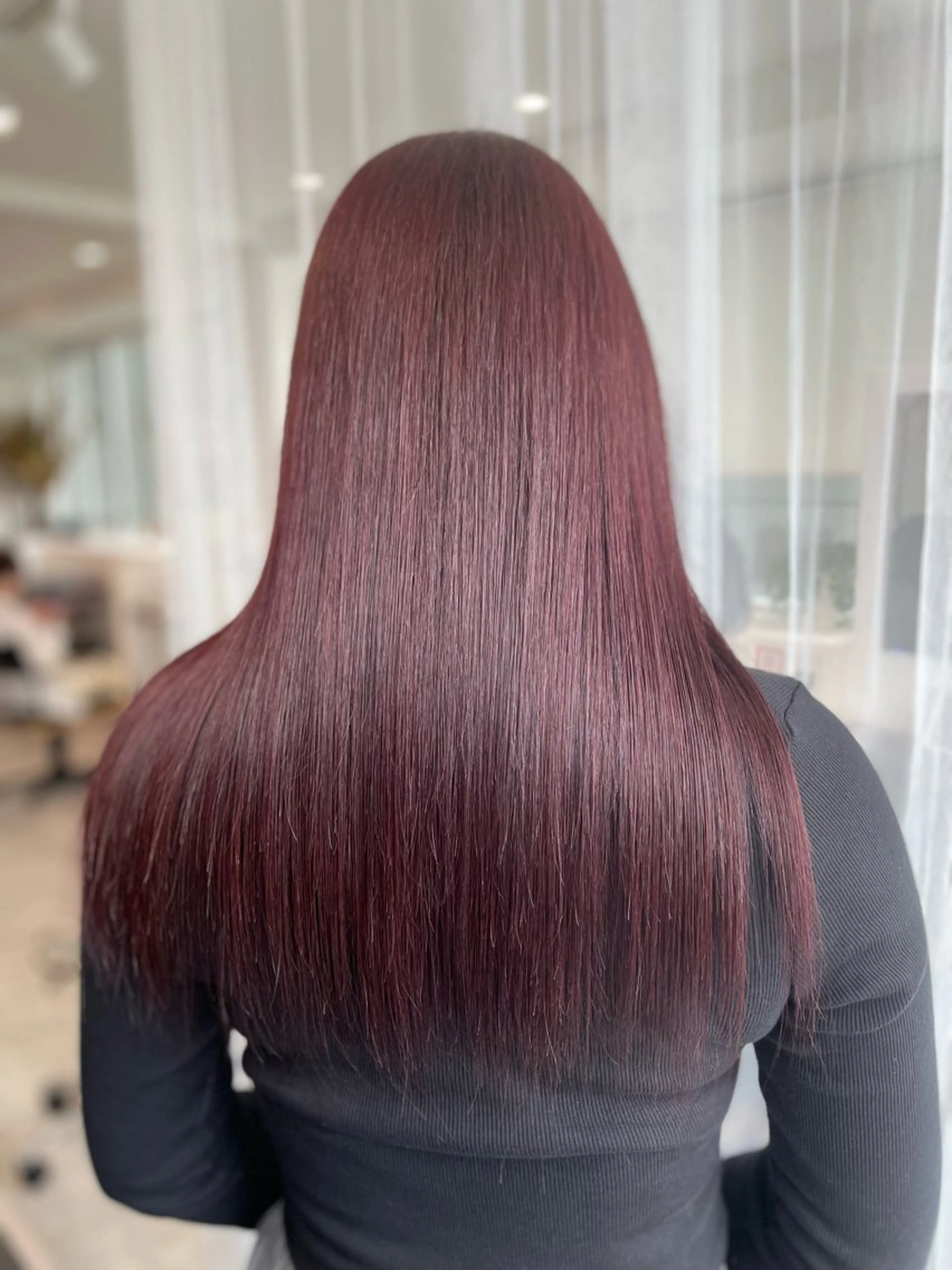 ロング カラー ピンクカラー レッドカラー ヘアカラー 京都美容師 塩のヘアスタイル