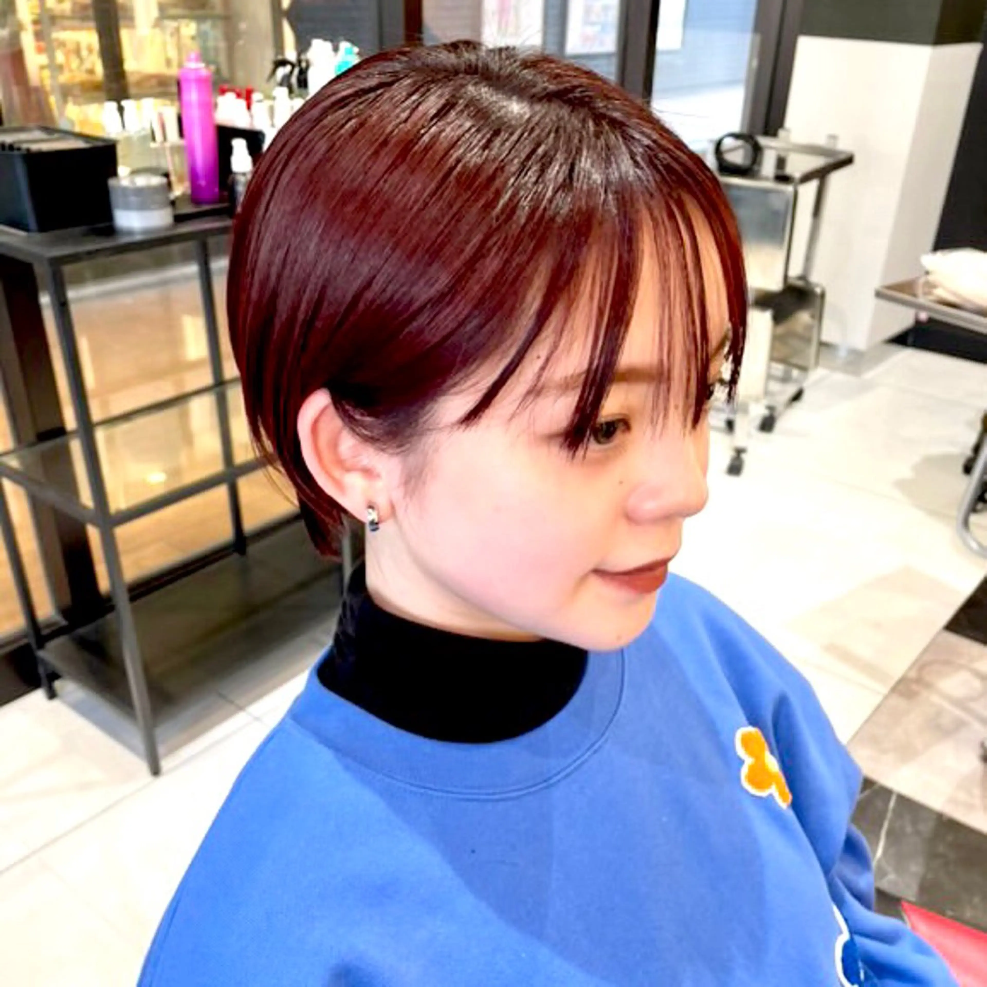 ショート カラー レッドカラー ヘアカラー パーマと質感改善 崎田 成人のヘアスタイル
