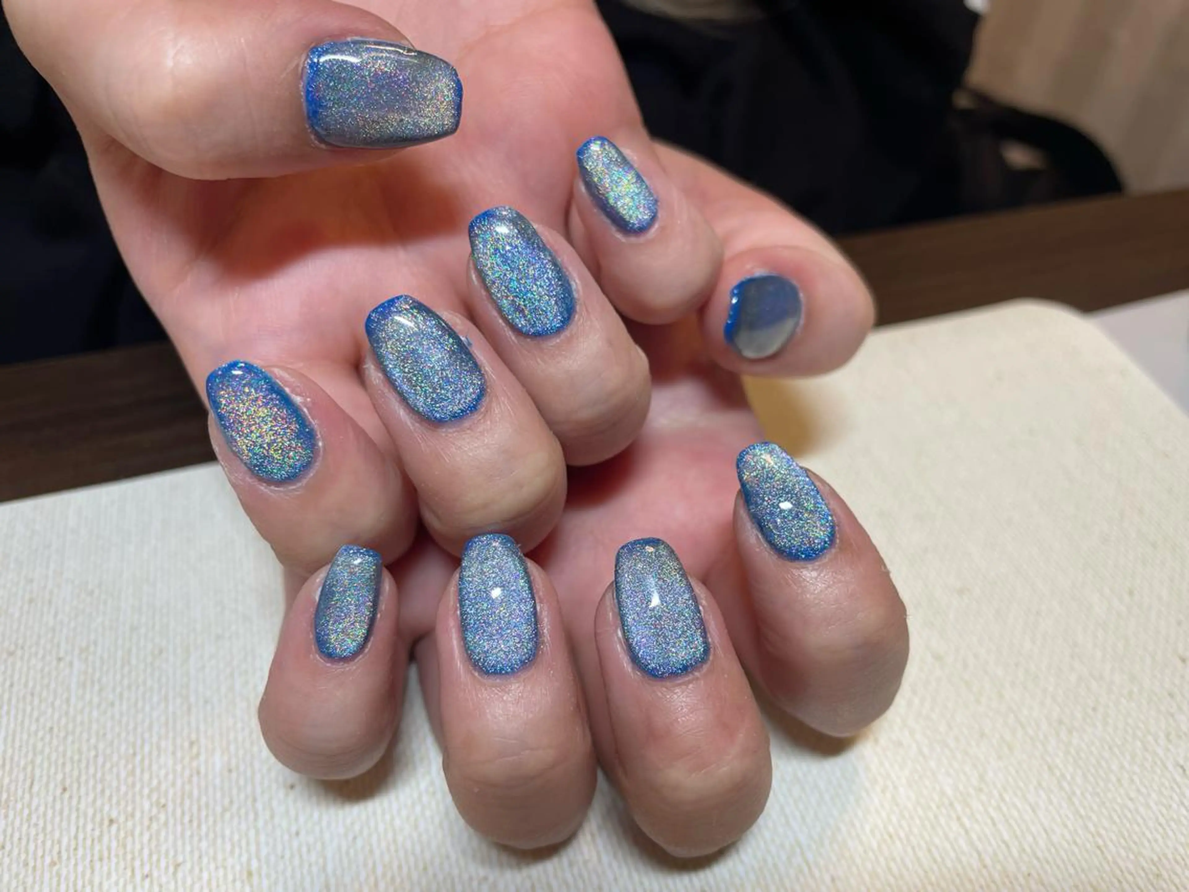 ネイル ブルー マグネットネイル nail cute 亀有のネイルデザイン