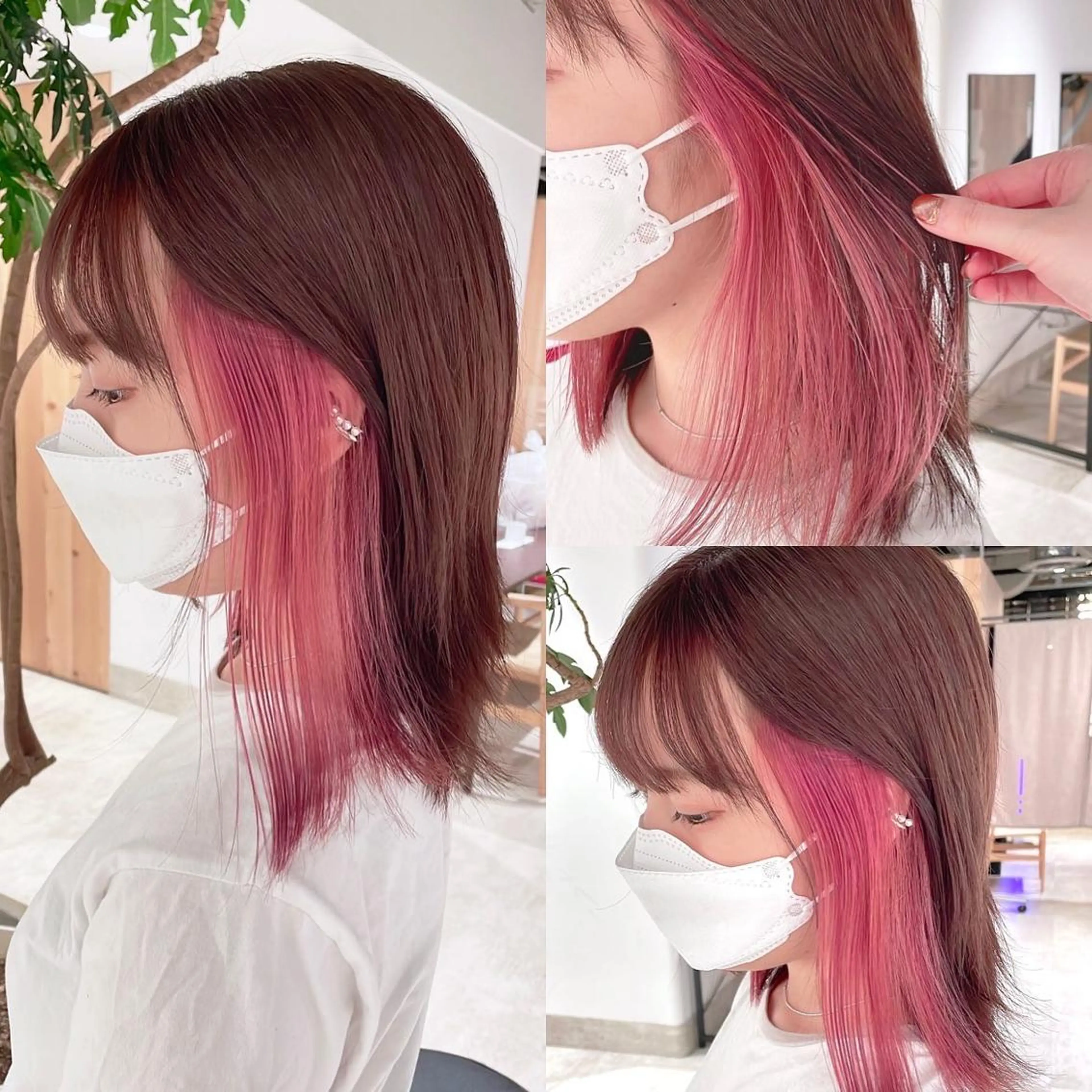 セミロング カラー ブリーチ ヘアカラー トリートメント 渋谷:インナーカラー ／🍒エリカ🍒のヘアスタイル
