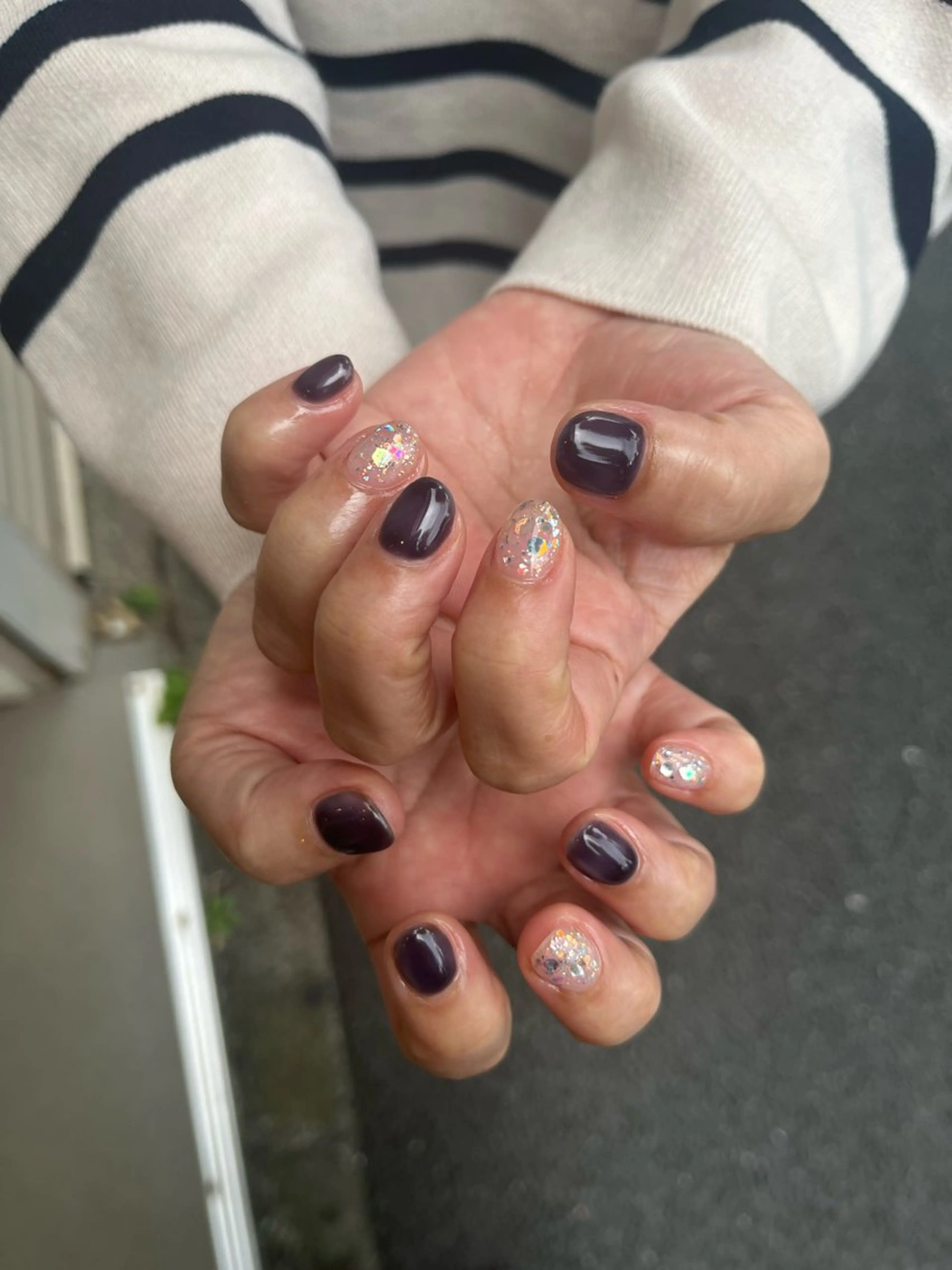 ネイル ラメ(グリッター) ハンドネイル AT.1011(アトリエテンイレブン)所属・AT.1011 (ハルカ)のネイルデザイン