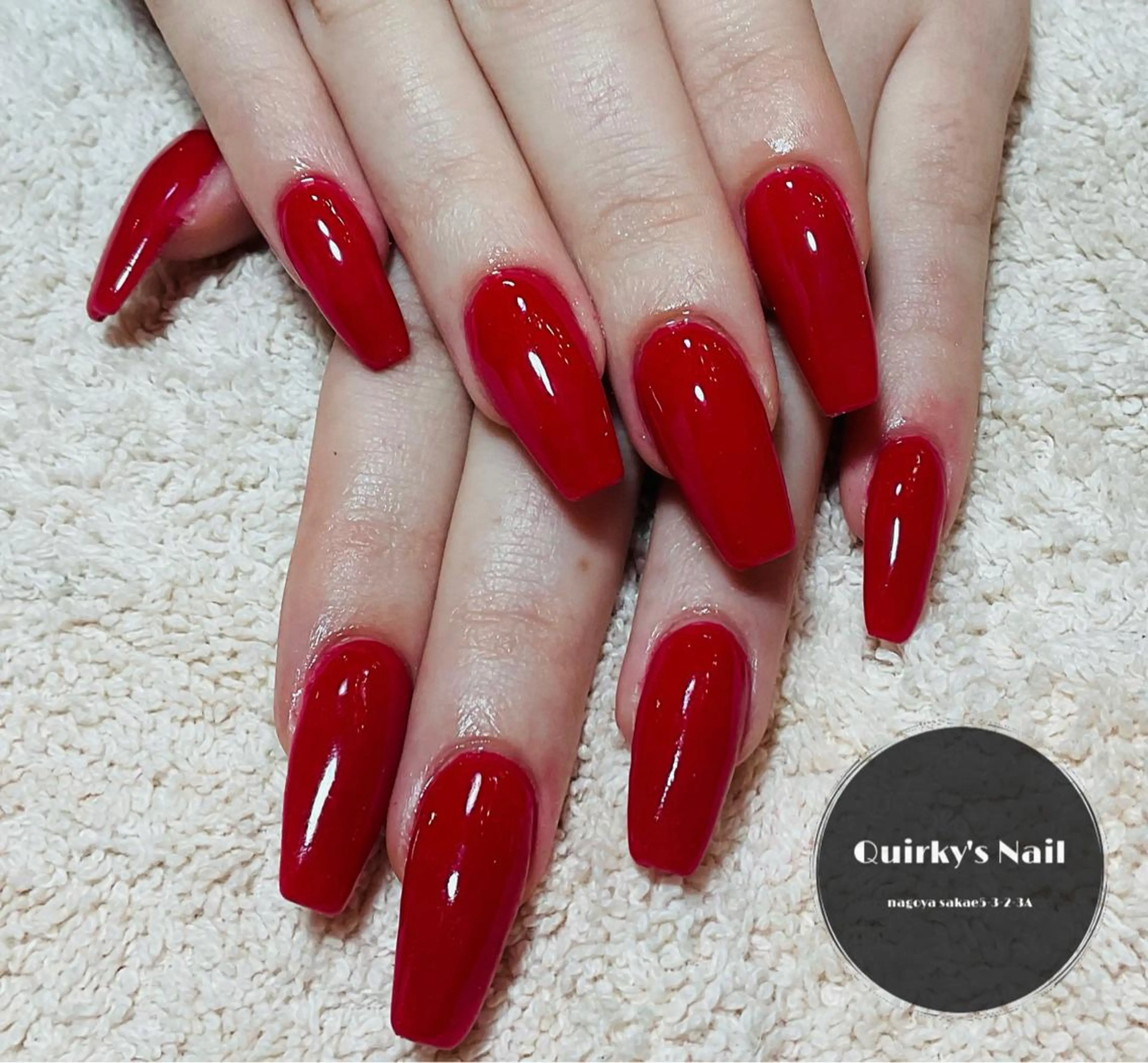 ネイル アートネイル ジェルネイル 赤色 スカルプネイル Quirky's Nail【栄店】のネイルデザイン