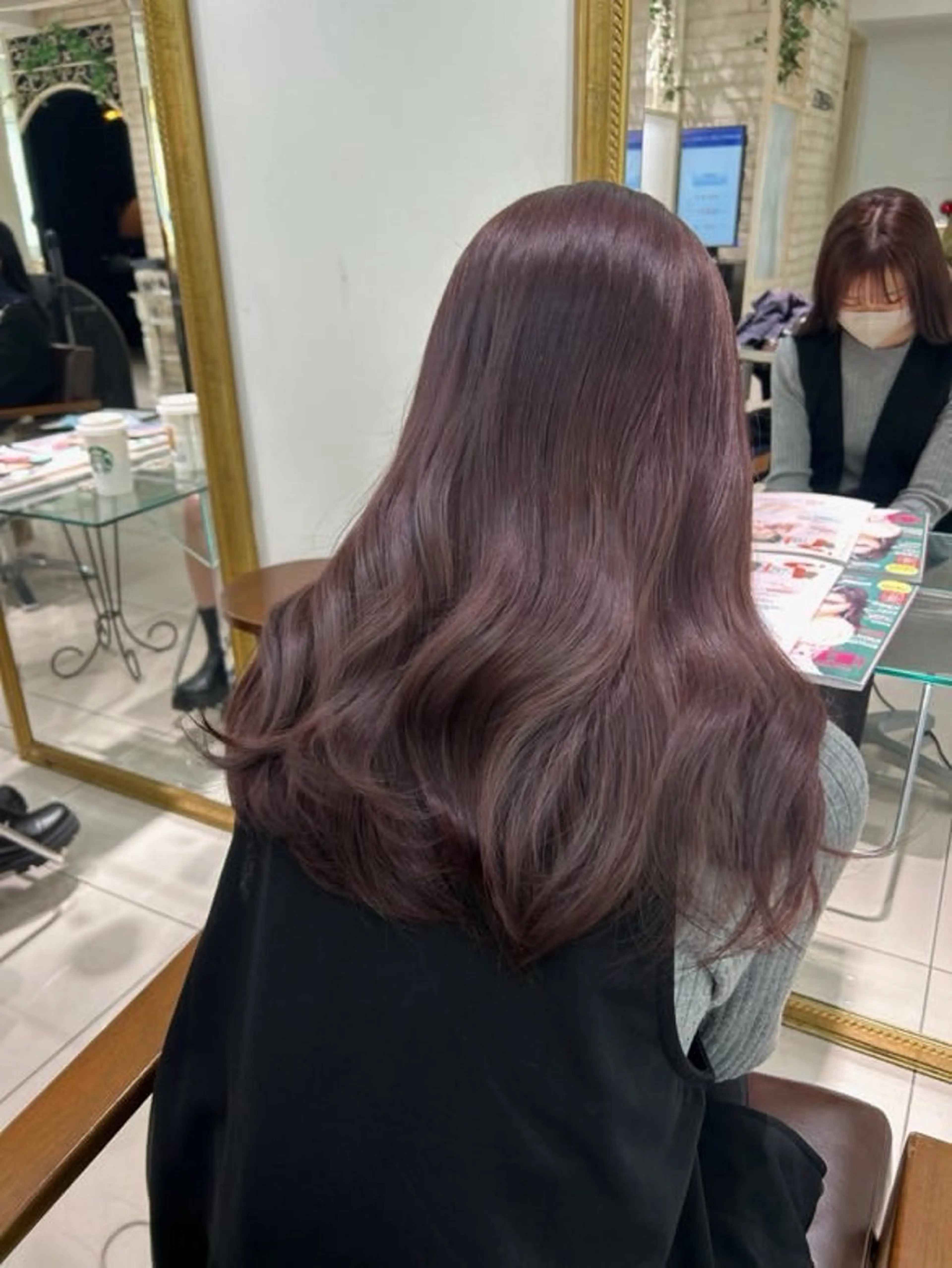 セミロング ヘアカラー トリートメント 韓国カシスピンク🩰 mai🐰ྀི🤍のヘアスタイル