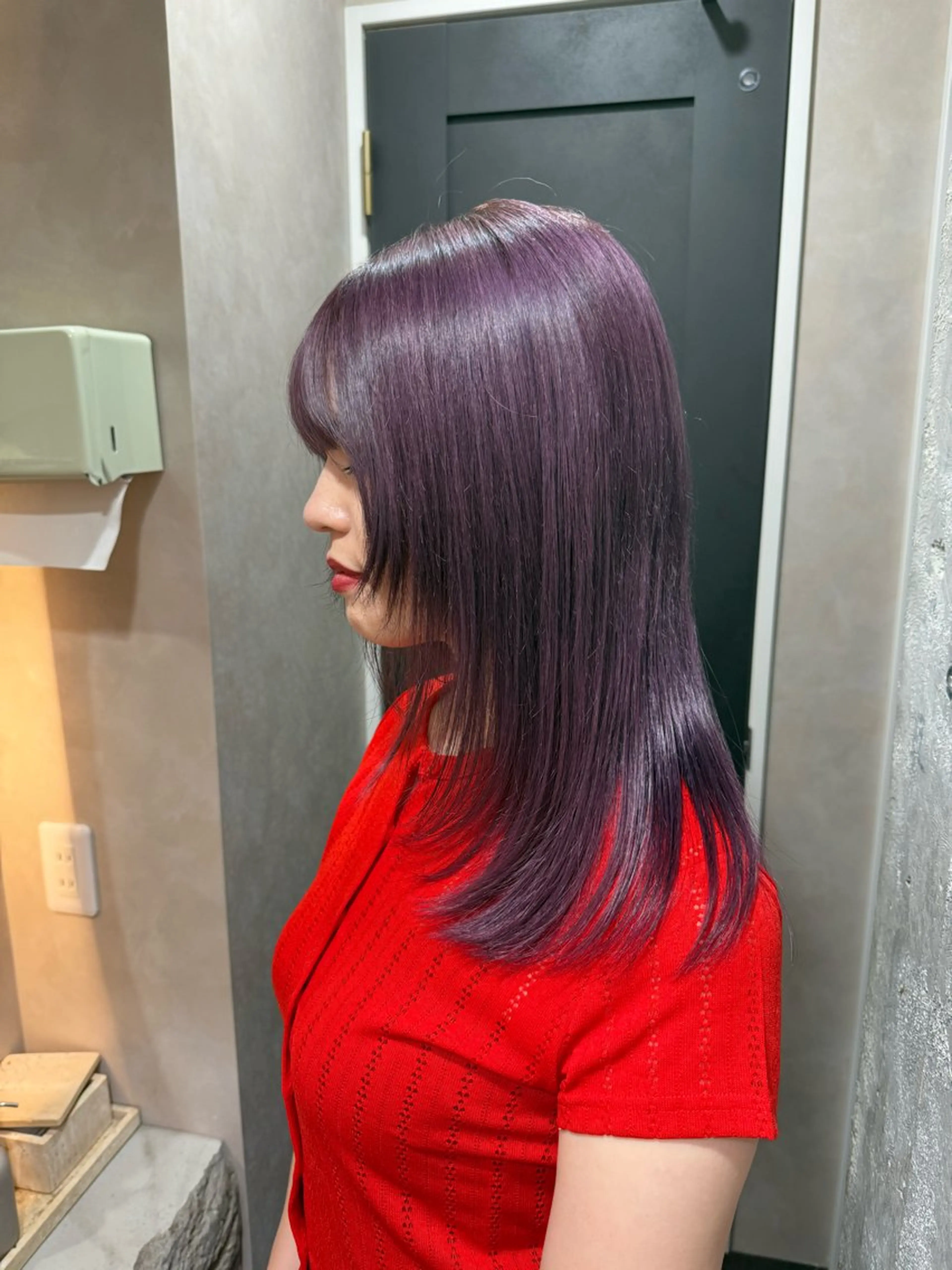 ミディアム カラー ヘアカラー トリートメント ヘッドスパ ヘアセット 🪐韓国艶カラー 加野彩果🪐のヘアスタイル