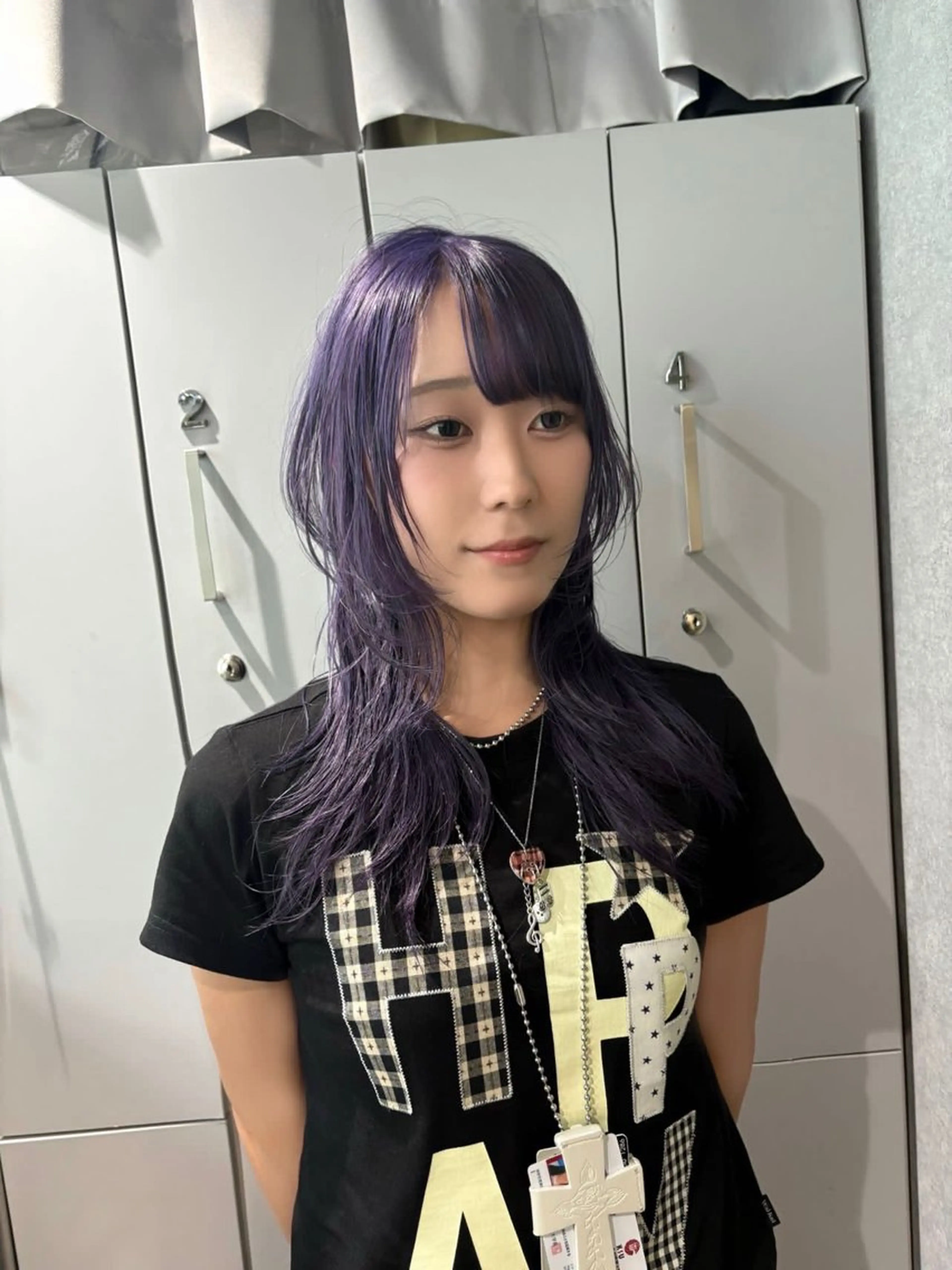 ロング カラー ハッシュカット ヘアカラー トリートメント rilas博多所属・博多JYUI/ウルフ ハイトーン/デザインのヘアスタイル
