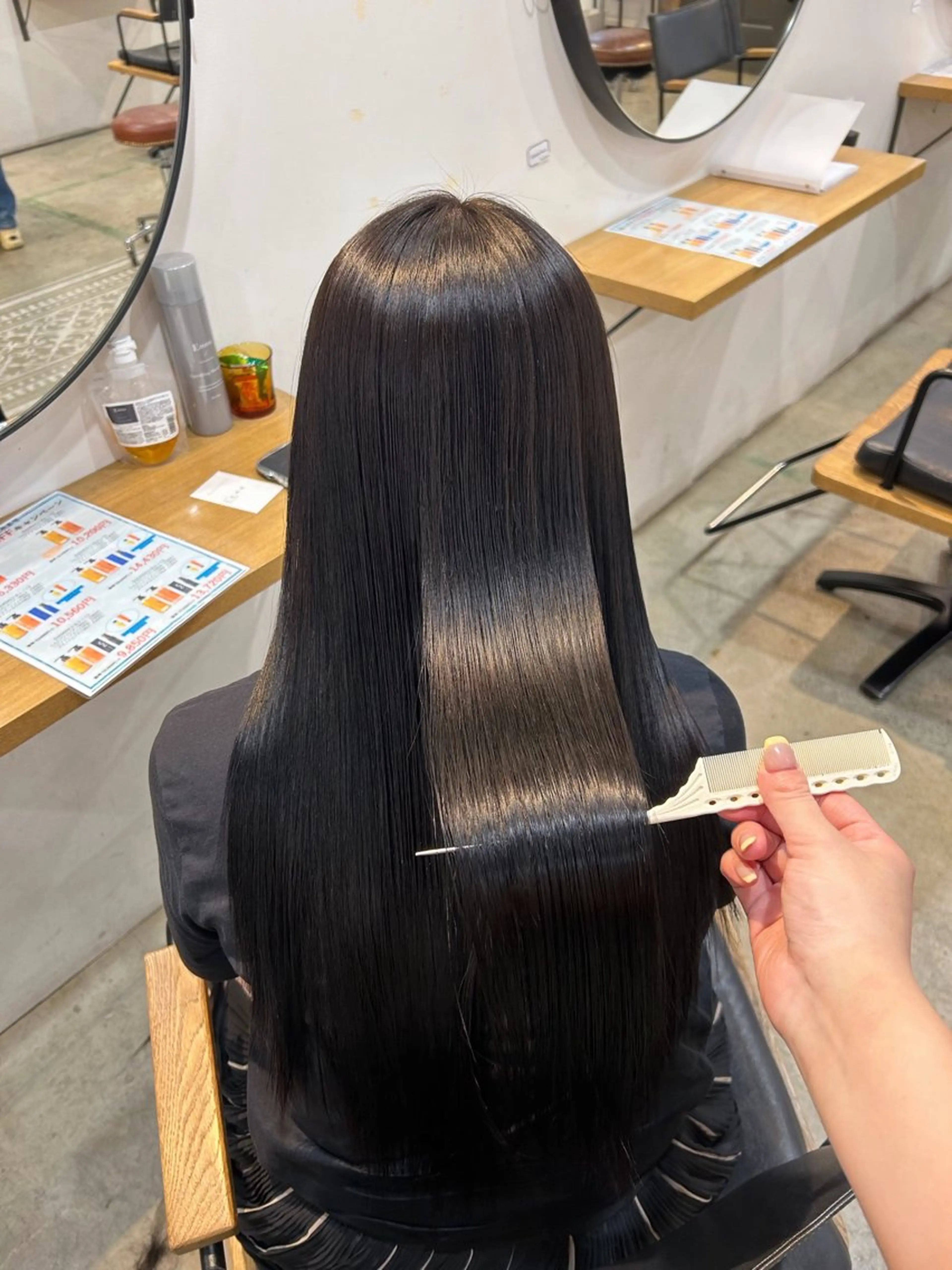 ロング カット ヘアカラー 縮毛矯正 透明感カラー/ 髪質改善✨️💞萌愛のヘアスタイル