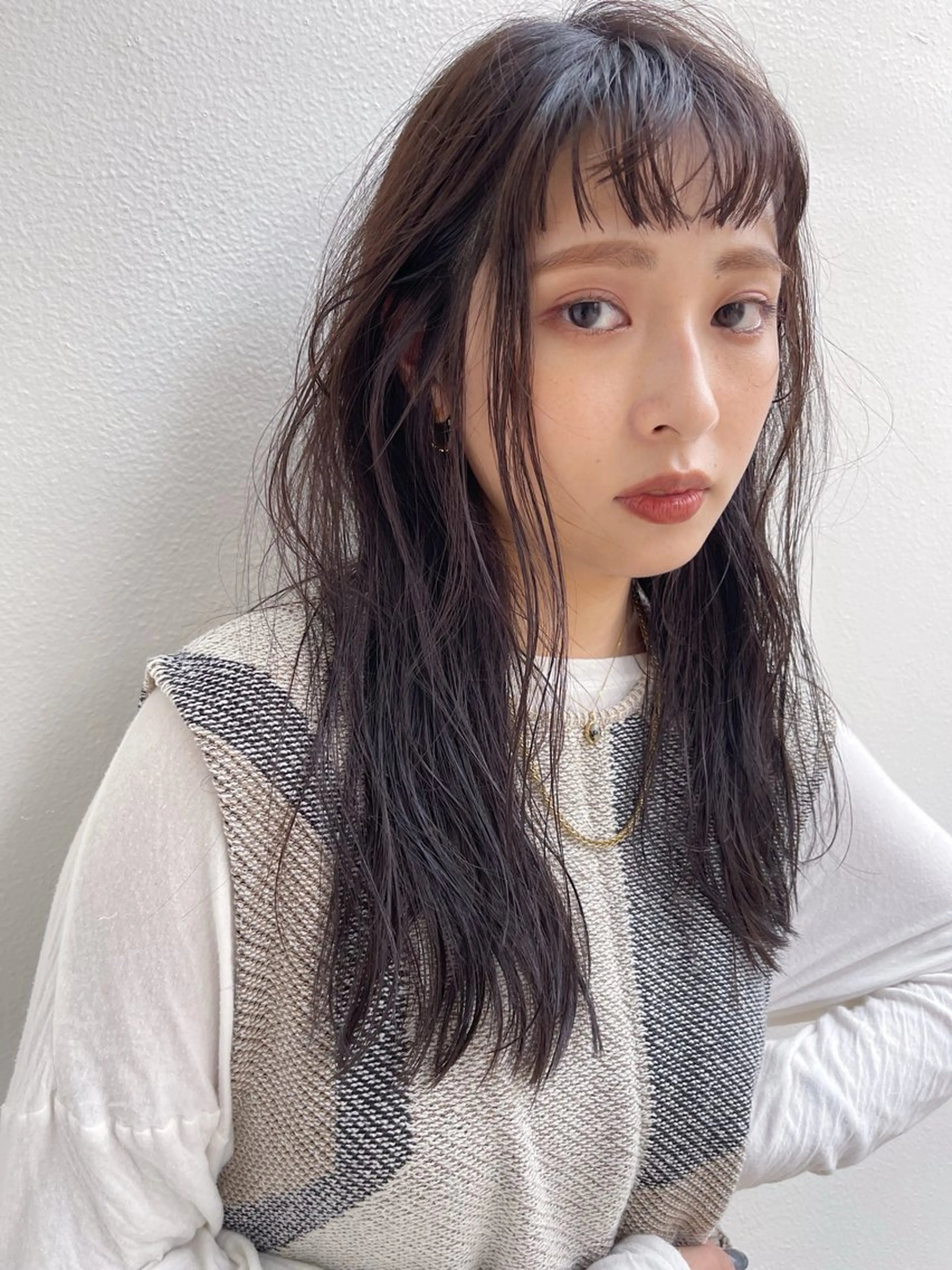 セミロング カラー グレージュ カット ヘアカラー トリートメント AiM 大名のヘアスタイル