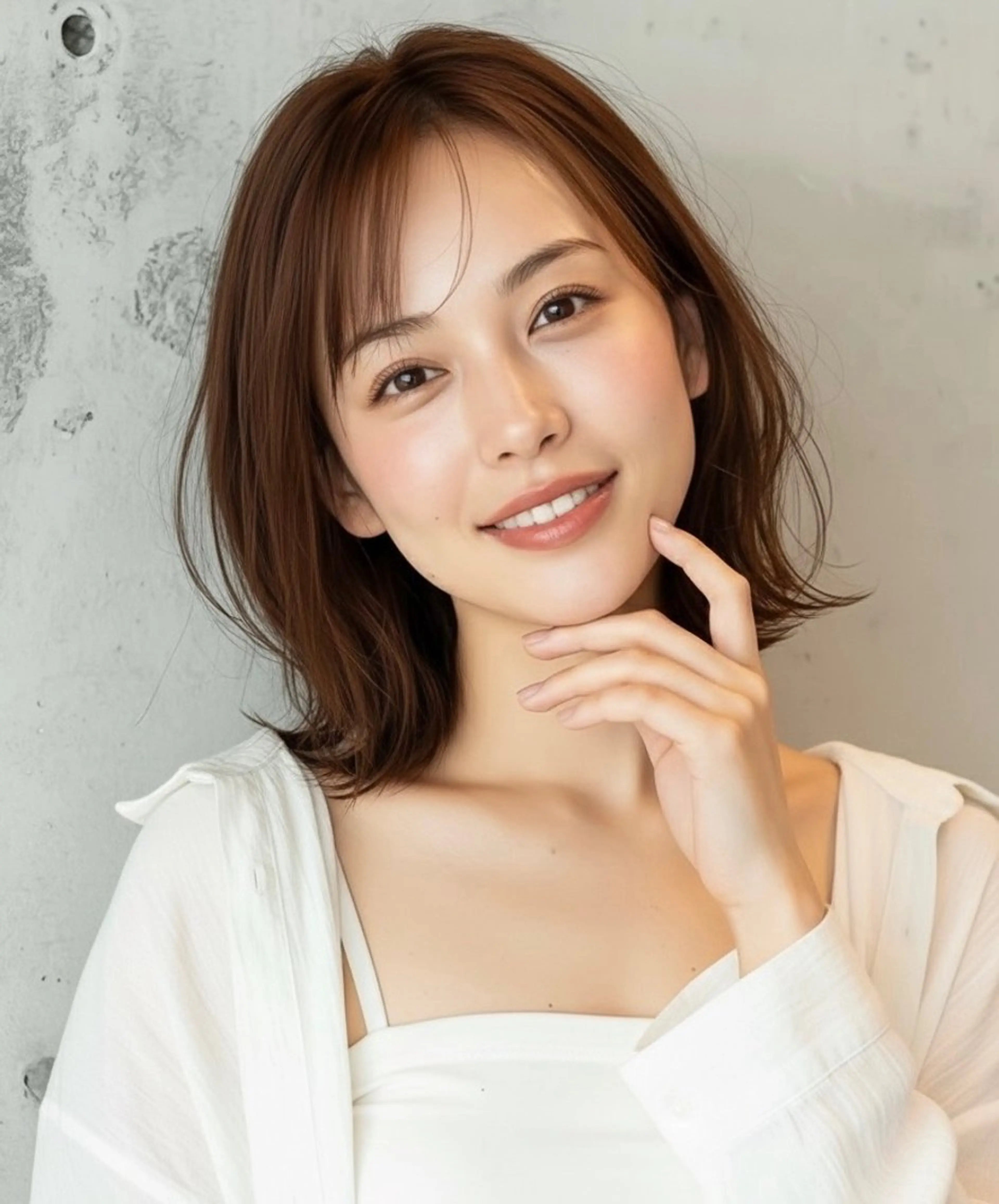 ミディアム ボブレイヤー ボブ くびれヘア レイヤーカット 小顔カット ヘアカラー トリートメント 柔らか透明感カラー ☀️koshi☀️のヘアスタイル