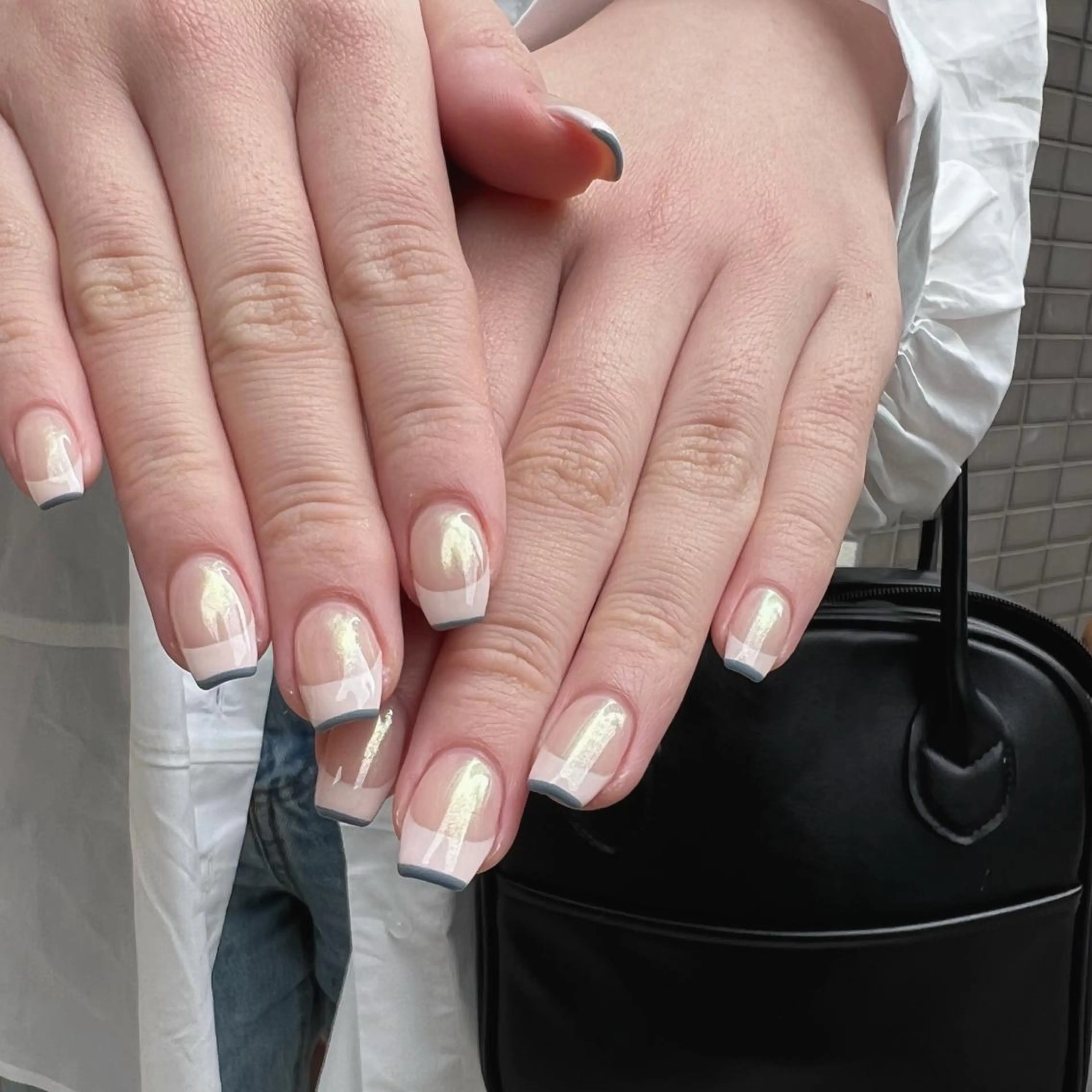 ネイル オーロラネイル ブルー フレンチネイル ニュアンスネイル ピンク 酒井 サカイのネイルデザイン