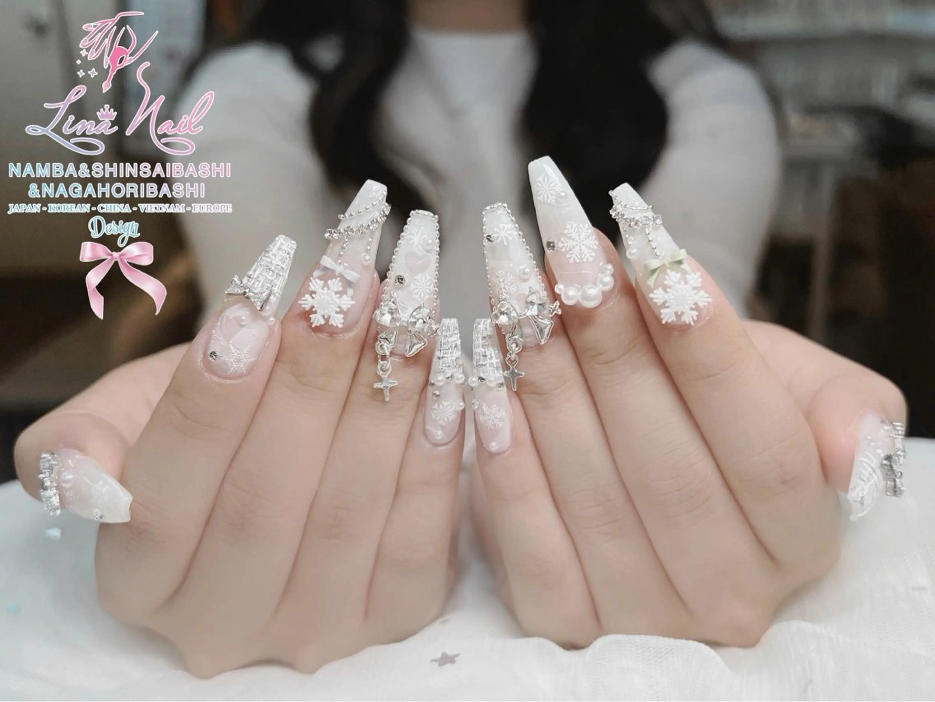 ネイル 長さ出し ツイードネイル 冬ネイル クリスマス ７９LINA NAIL 心斎橋店所属・リナネイル アメ村心斎橋店のネイルデザイン