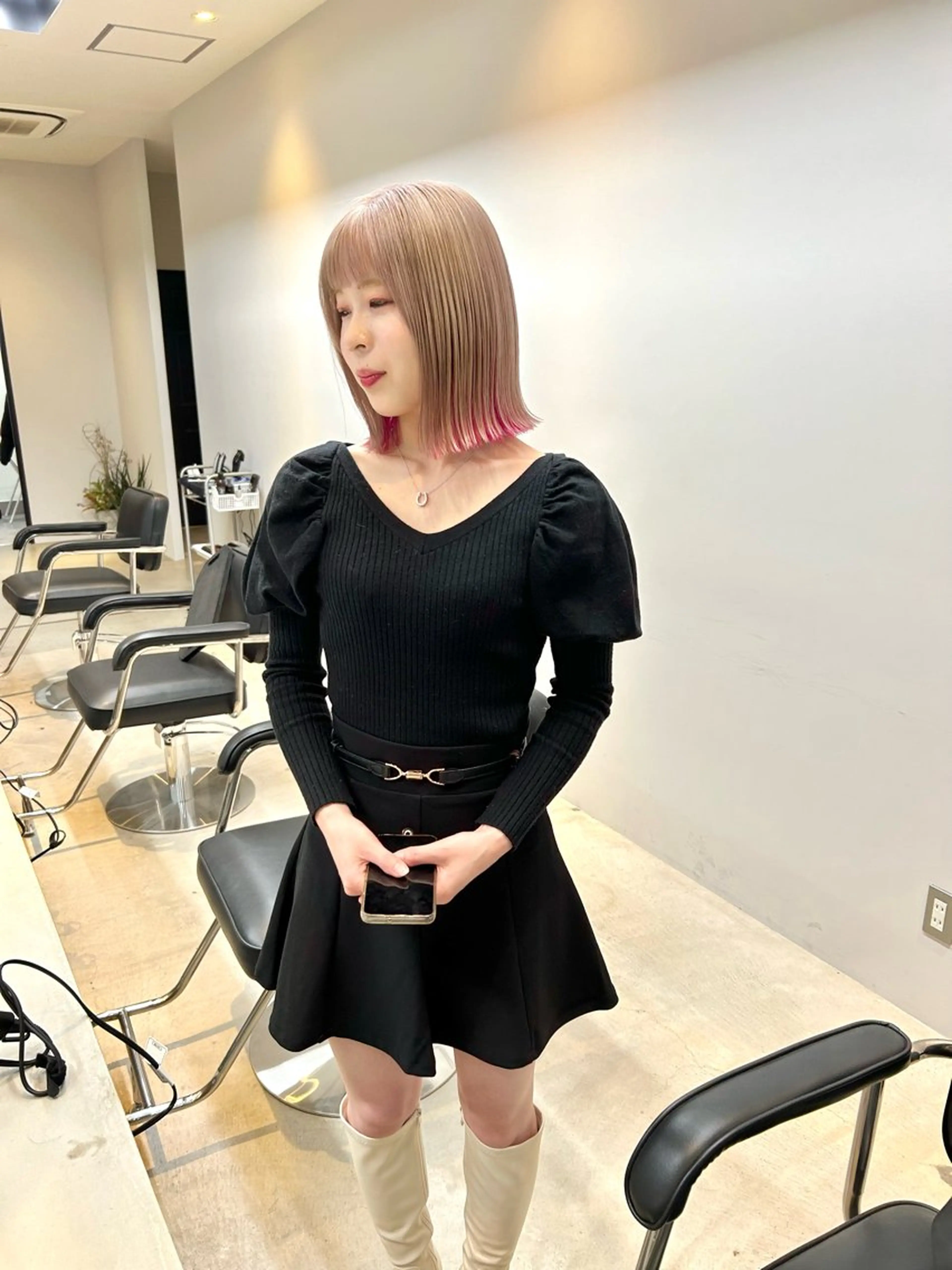 ミディアム カラー ヘアカラー トリートメント mood tatemachiのヘアスタイル