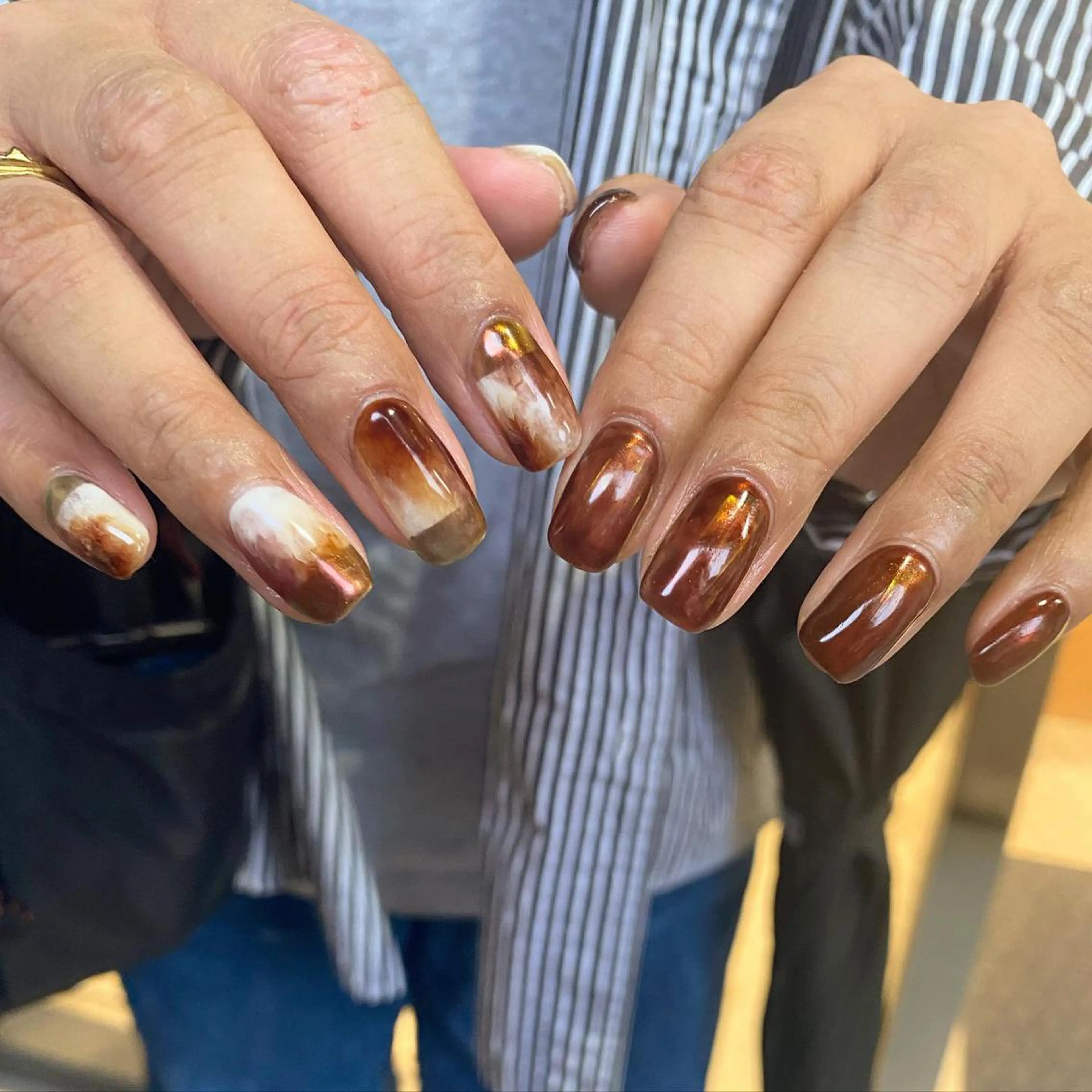 ネイル ボルドー ブラウン ハンドネイル nable.所属・望月 実莉のネイルデザイン
