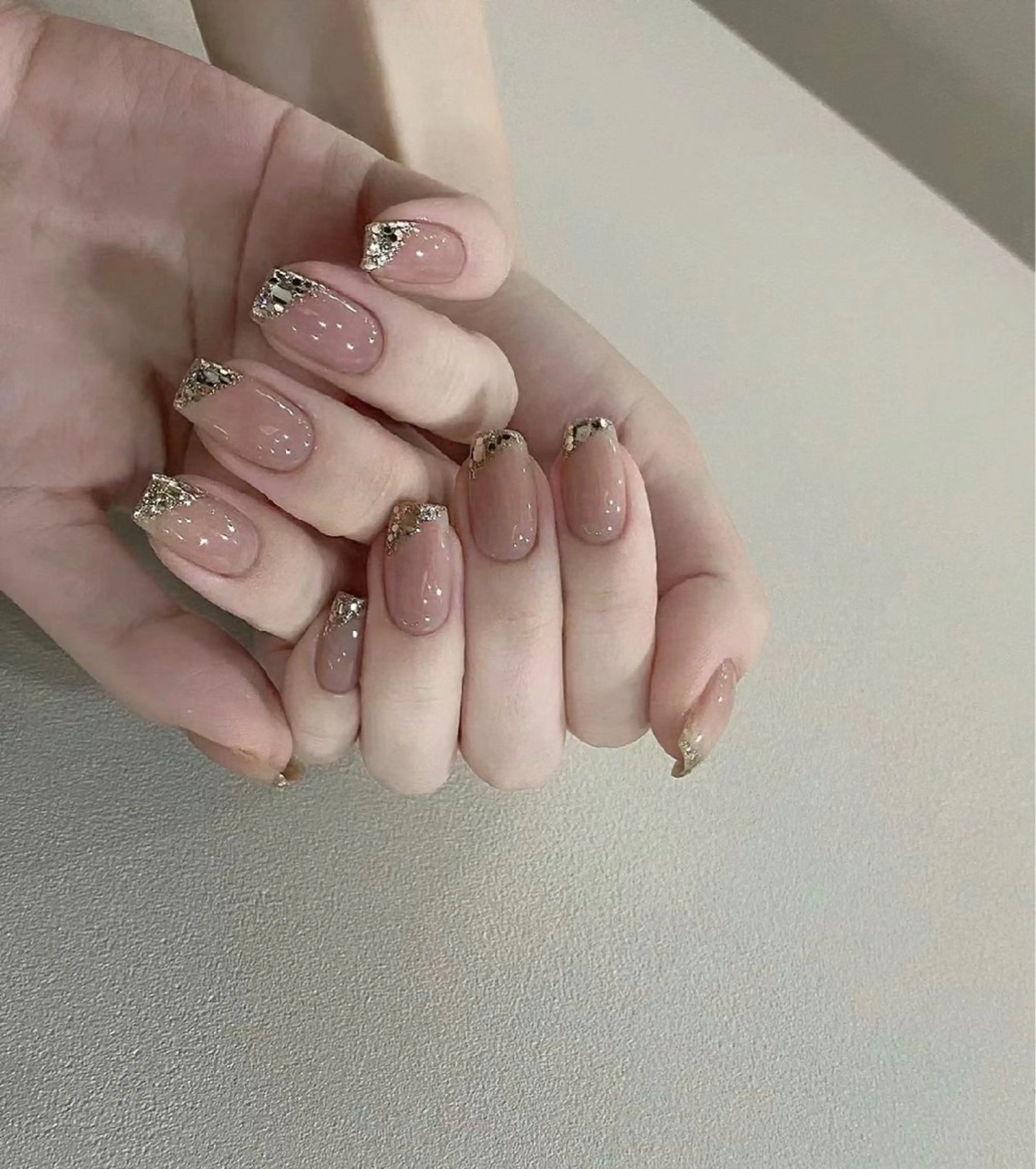 ネイル フレンチネイル ジェルネイル ガラスフレンチ ホログラムネイル ラメ(グリッター) Hi nail 【ハイネイル】池袋のネイルデザイン