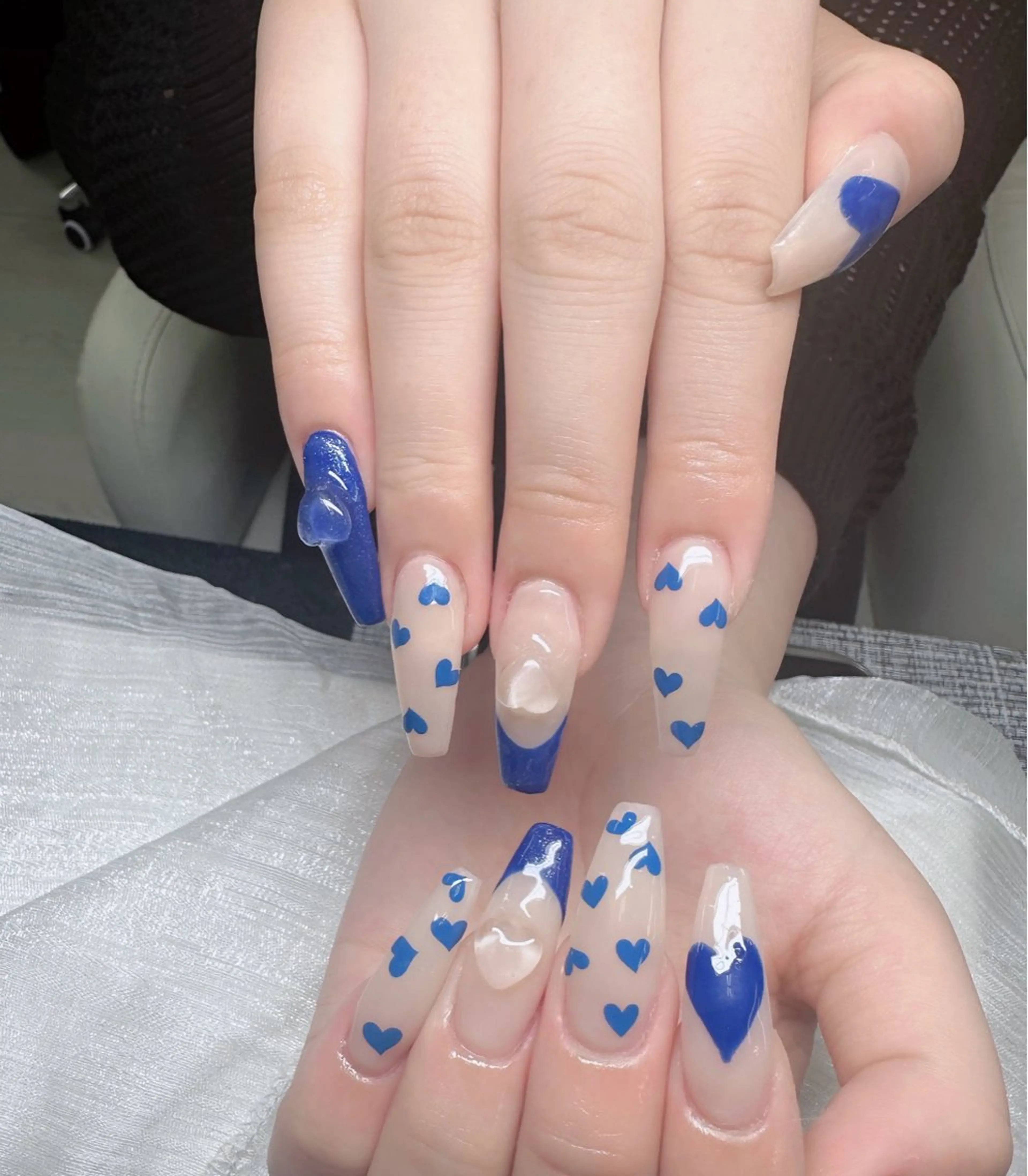 ネイル ロングネイル マグネットネイル リボン 夏ネイル スーパーロングネイル ハンドネイル Hani Nail XUKAのネイルデザイン