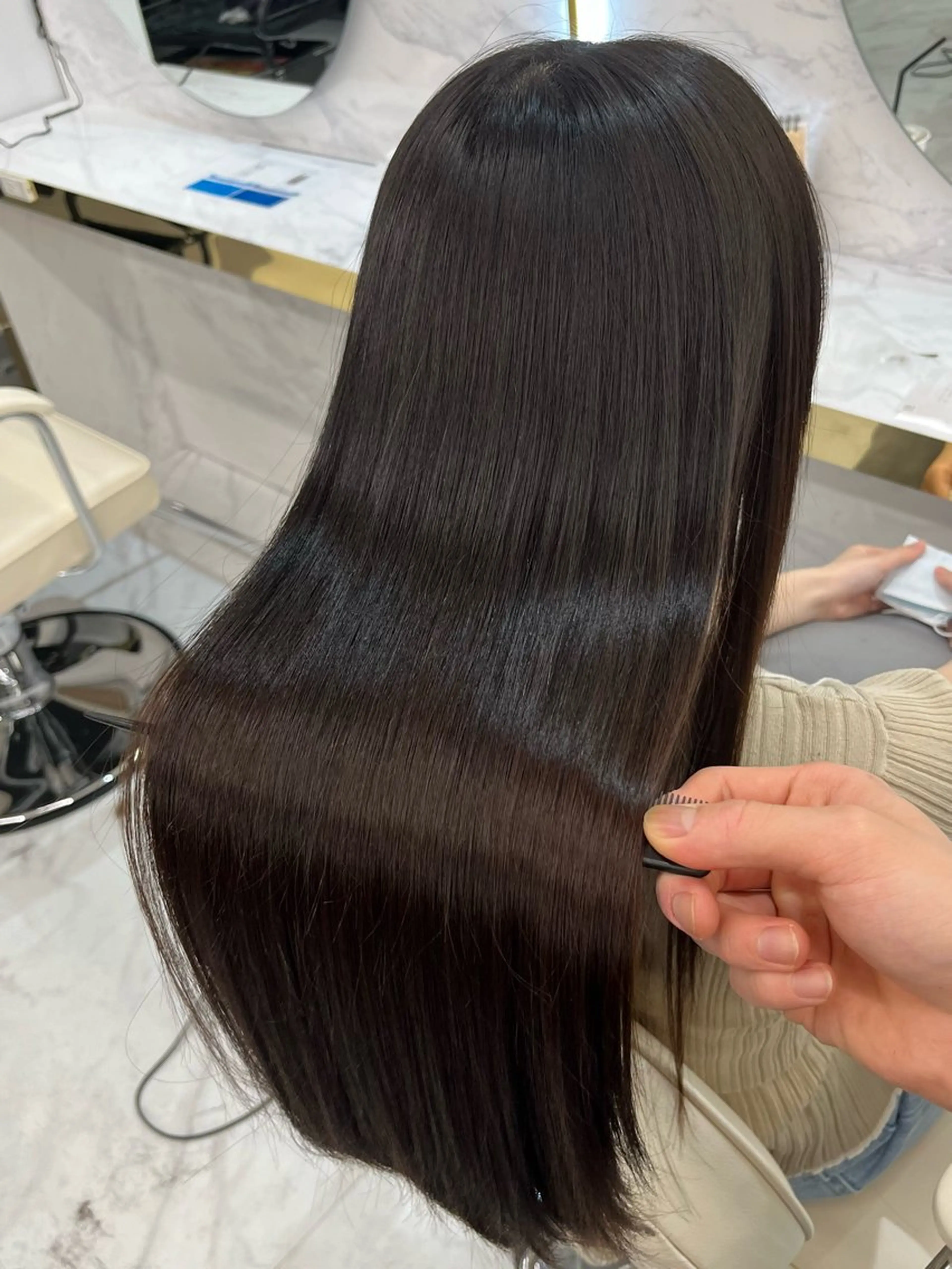 ロング ボブ 髪質改善 韓国風ヘア ロング 縮毛矯正 カット ヘアカラー 縮毛矯正 トリートメント 韓国風🫧髪質改善 村上　蒼生のヘアスタイル