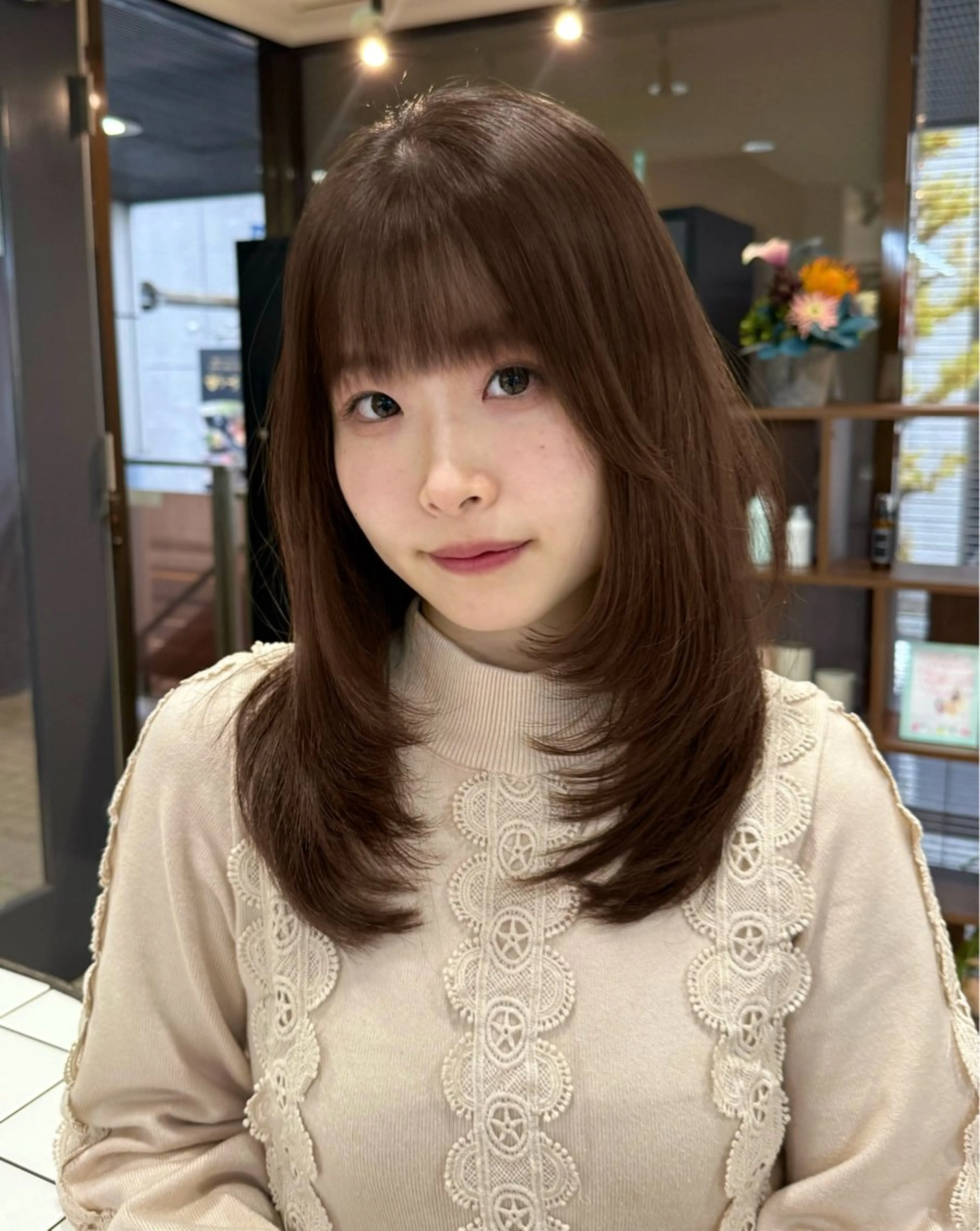 ロング カラー ブラウンカラー 透明感カラー オリーブブラウン レイヤーカット カット ヘアカラー トリートメント 宮嶋 蓮のヘアスタイル