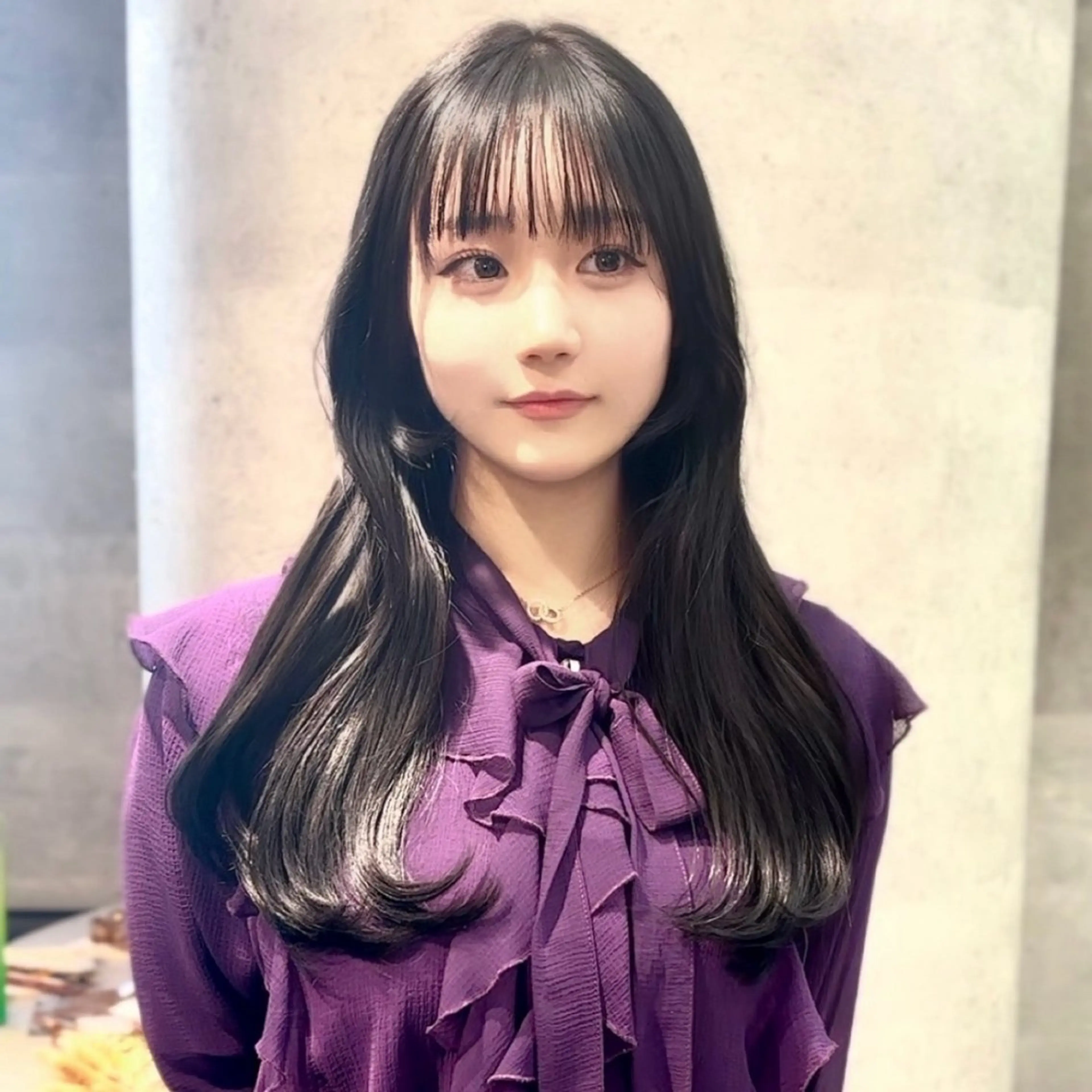 ロング 韓国風ヘア レイヤーカット シースルーバング カット ヘアカラー トリートメント 新宿/韓国レイヤー 顔まわり/RIKUのヘアスタイル