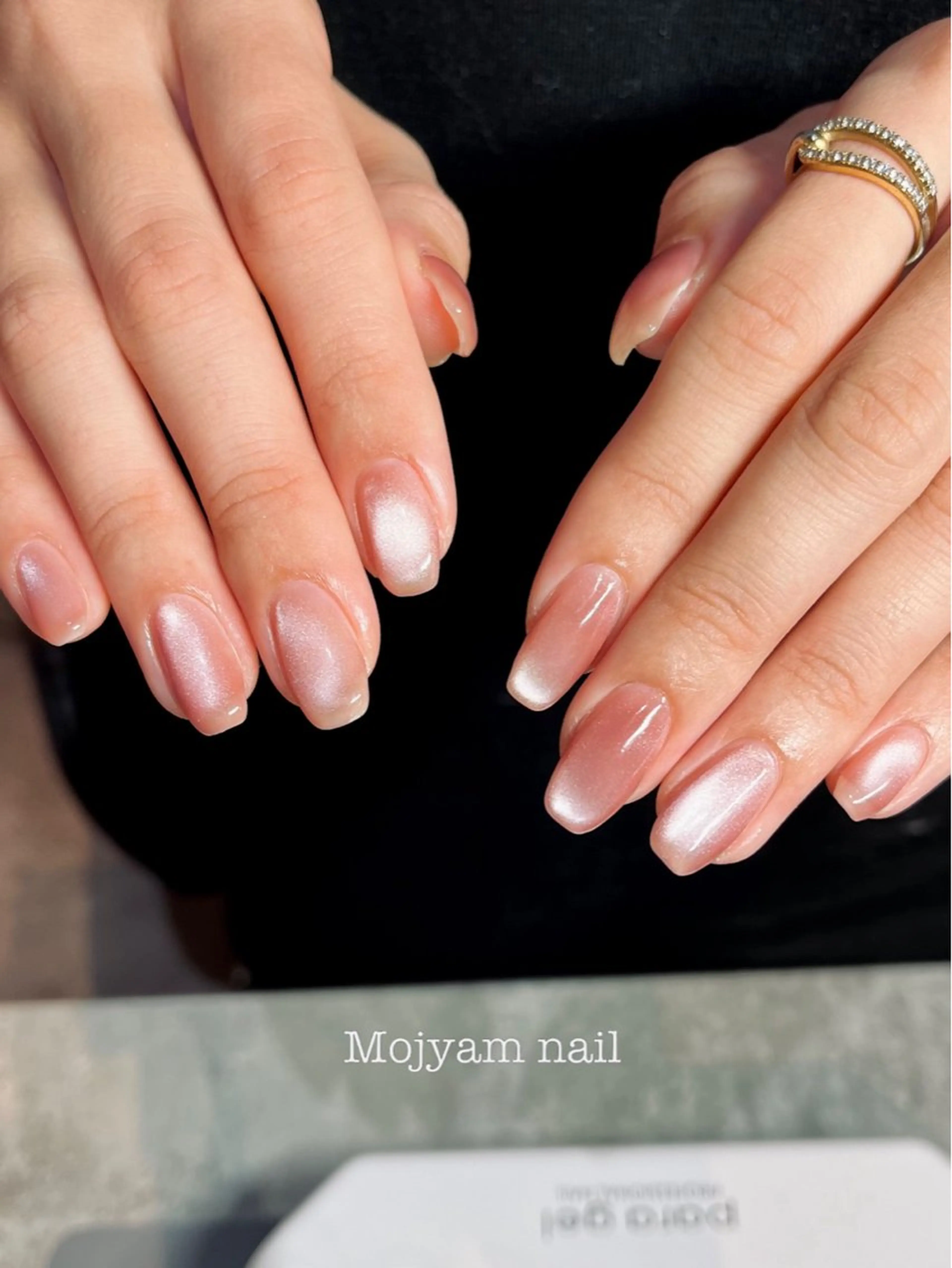 ネイル マグネットネイル ビー玉ネイル ピンク シンプルネイル スクエアネイル ハンドネイル Mojyam nail所属・松本 実咲のネイルデザイン