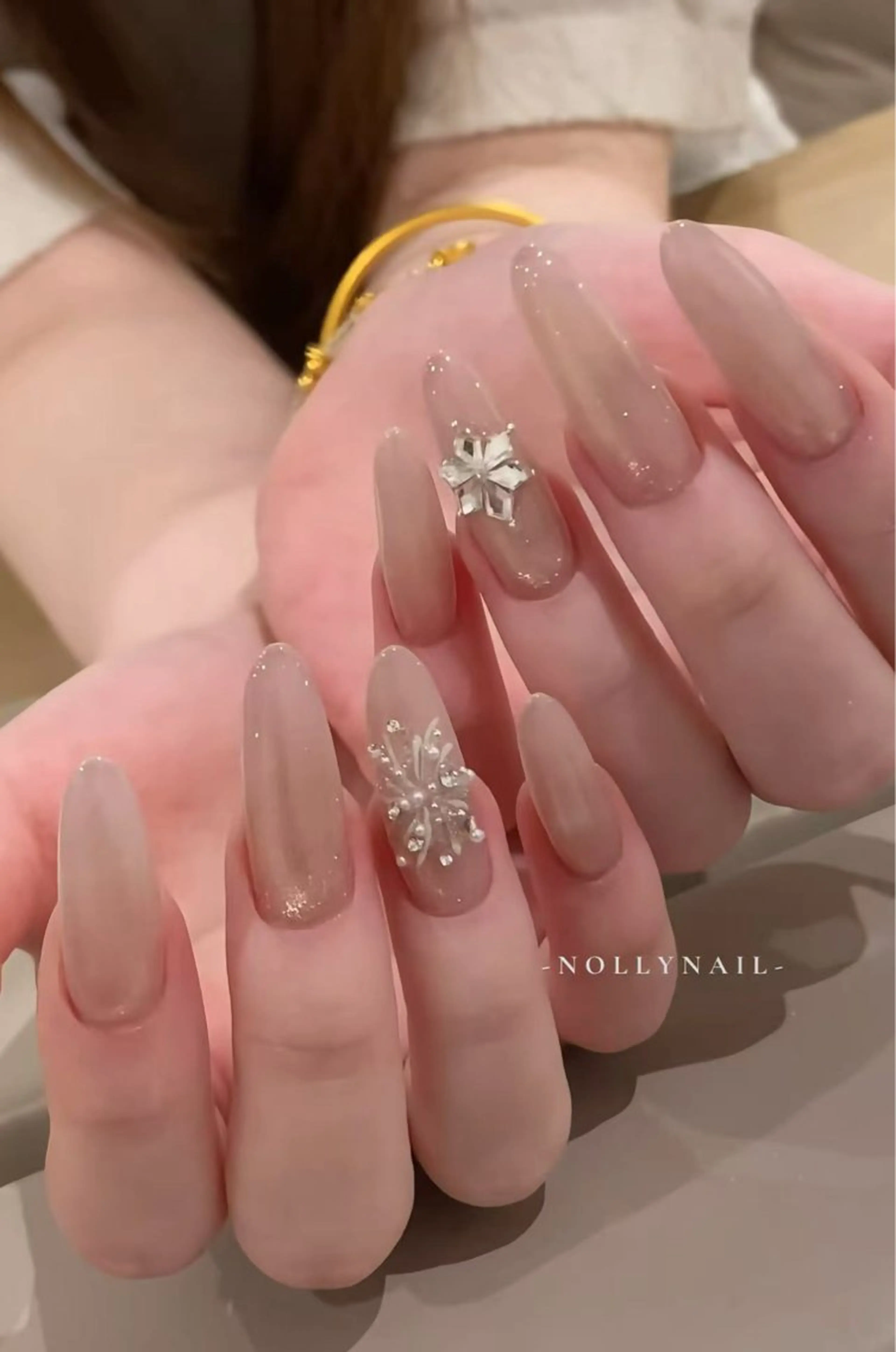 定額ネイル💅メニュー写真デザイン＋チップ長さだ10本★ 冬限定の雪花ネイル2の写真