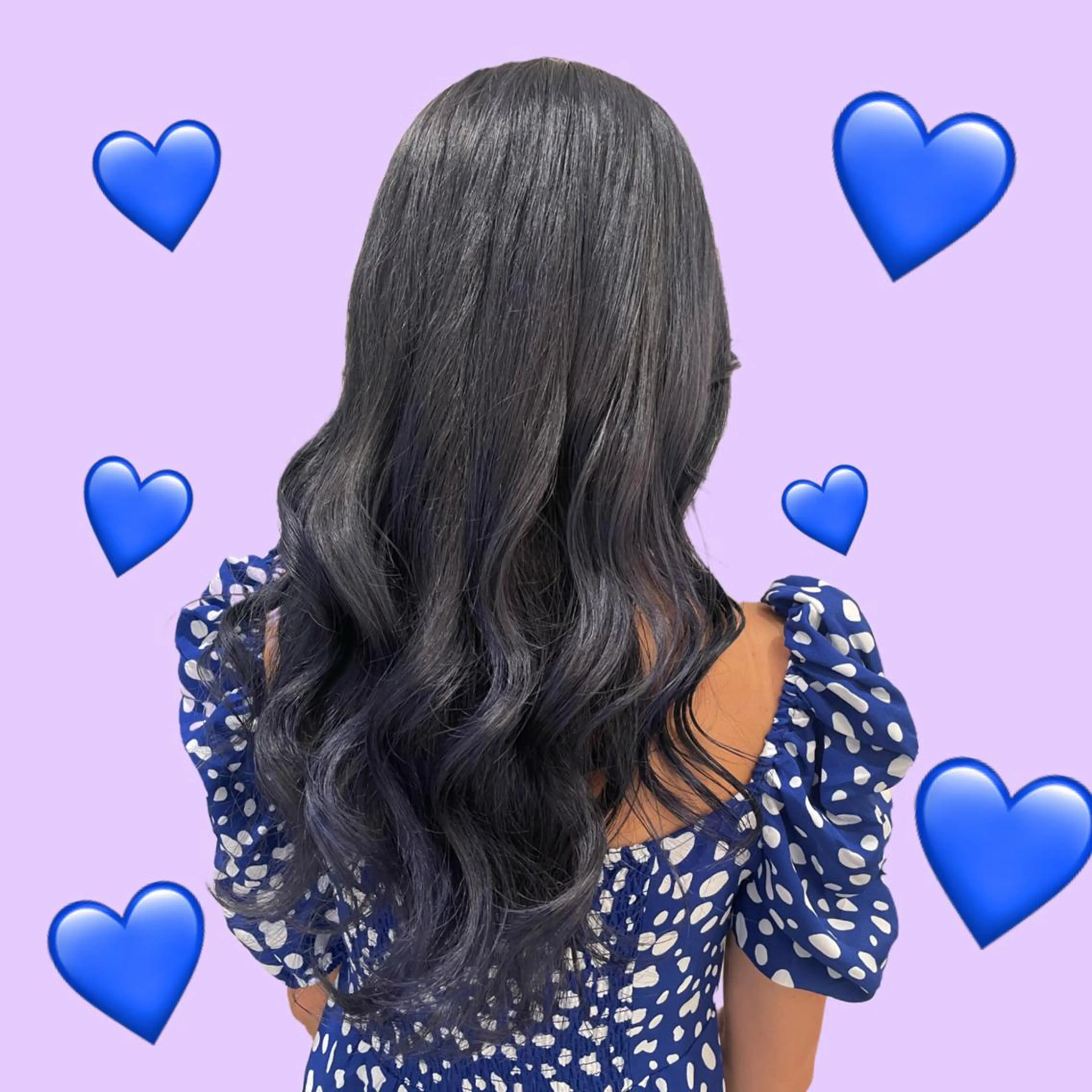ロング カラー ヘアアレンジ ブリーチ ネイビーカラー 🦄ブリーチ💜エク ステ💜MIU🦄のヘアスタイル