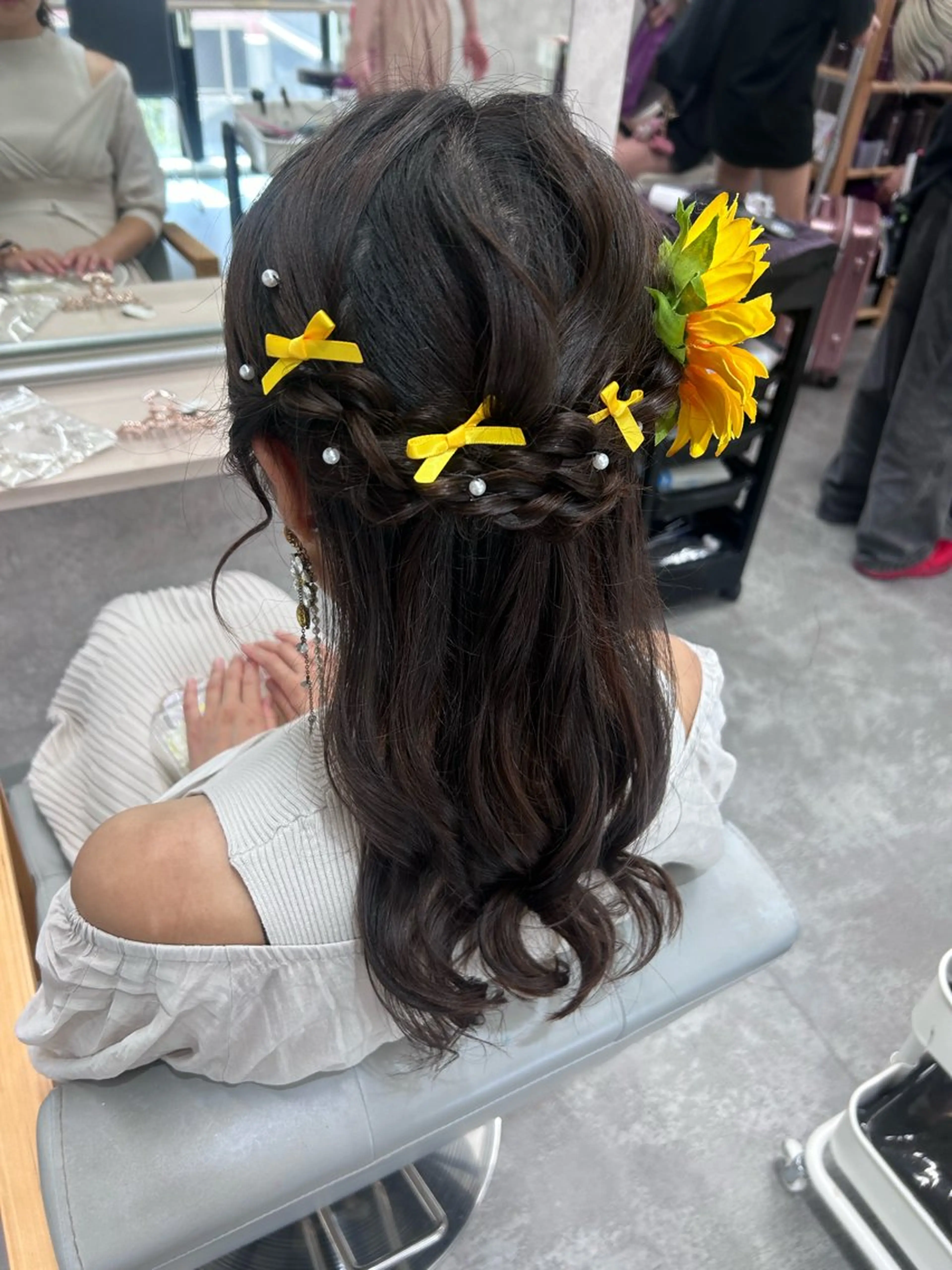 セミロング ヘアアレンジ ヘアセット 💕誰より可愛い💕 ピンク🎀YUUKAのヘアスタイル
