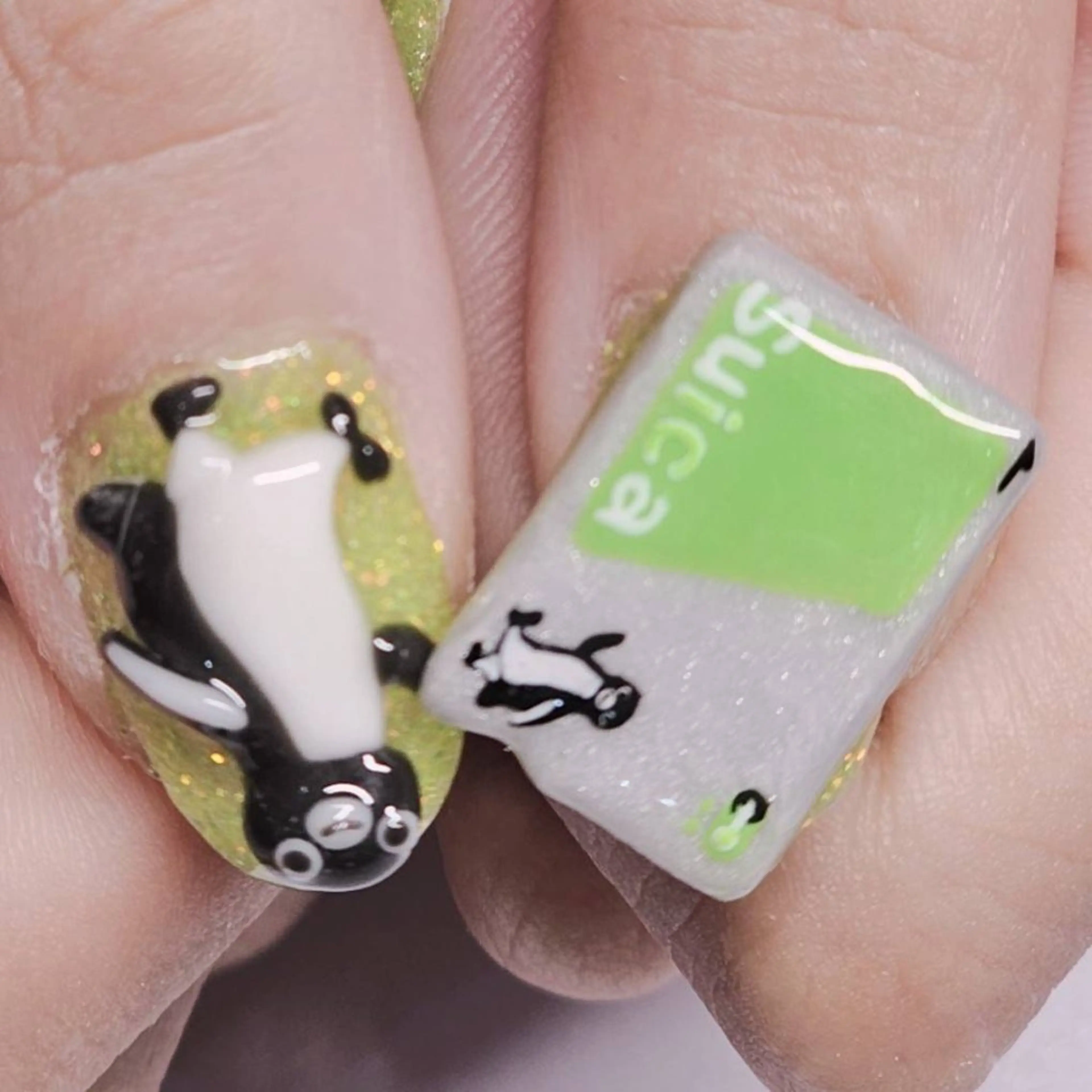 ネイル アートネイル グリーン ラメ(グリッター) ワンカラーネイル パステルネイル ハンドネイル よしだ ひろきのネイルデザイン