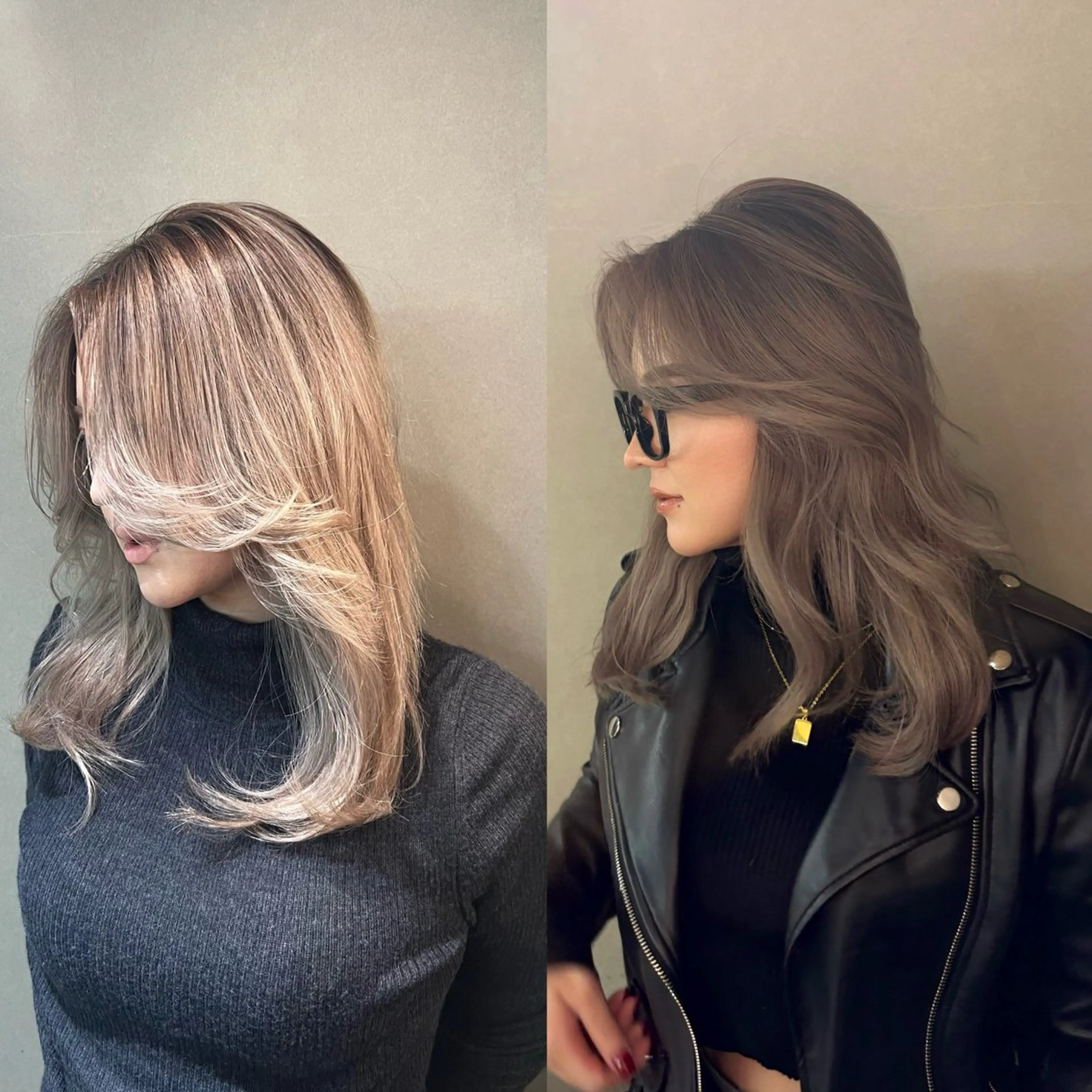 セミロング カラー 💖難波レイヤー カット💖ツバサのヘアスタイル