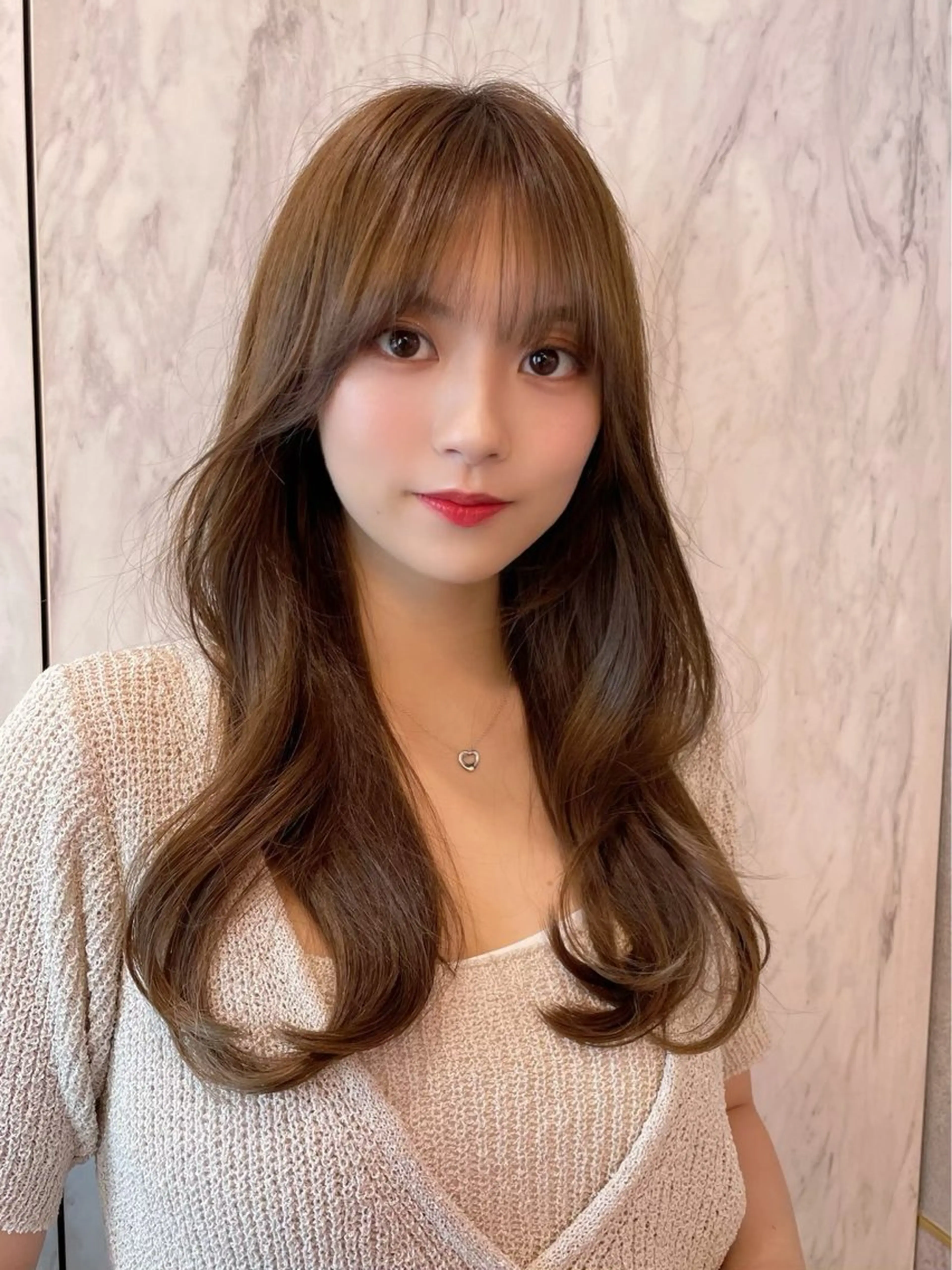 ロング カット ヘアカラー トリートメント 新宿/韓国レイヤー/ 顔周りカット松本美晴のヘアスタイル