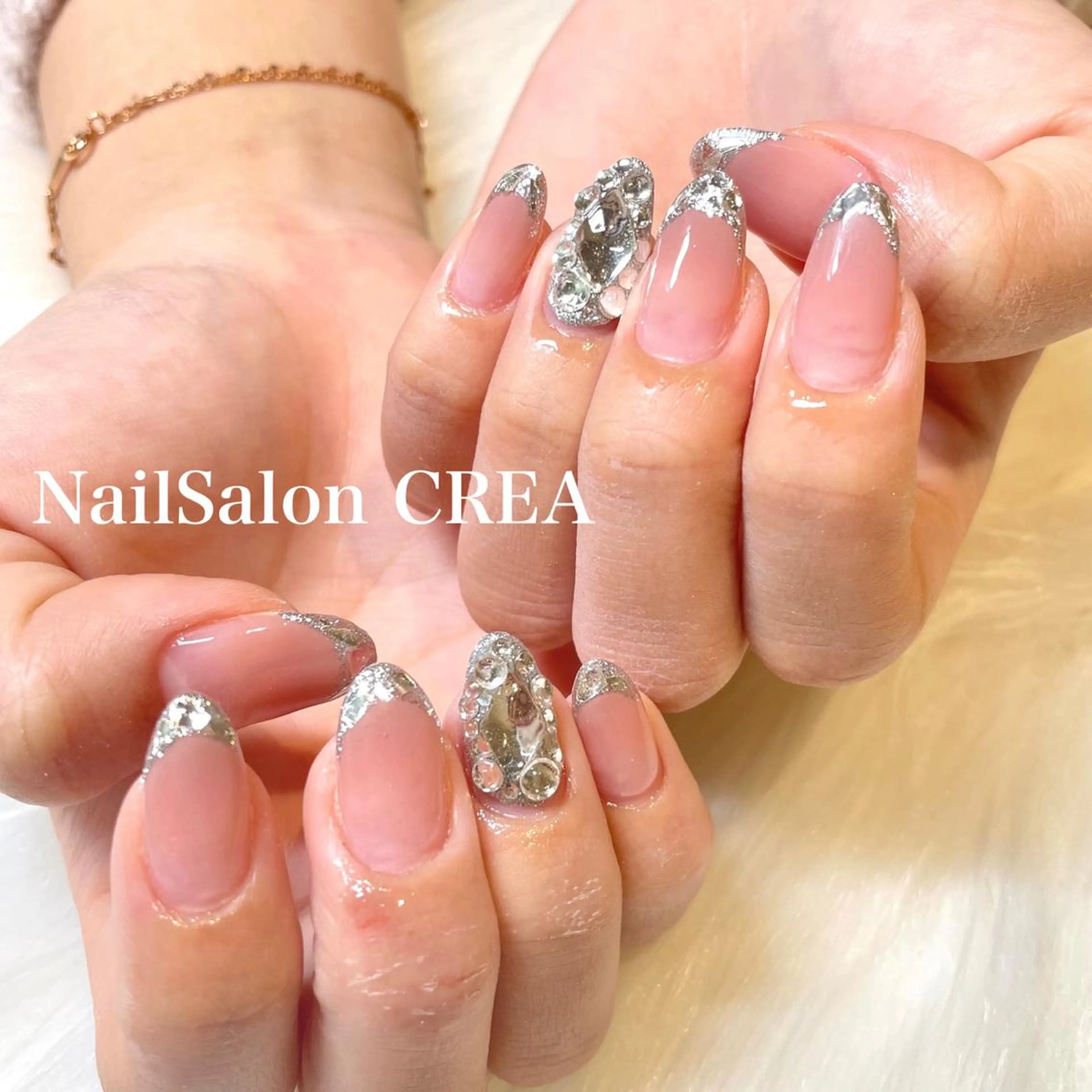 ネイル フレンチネイル ガラスフレンチ ハンドネイル NailSalon CREAのネイルデザイン