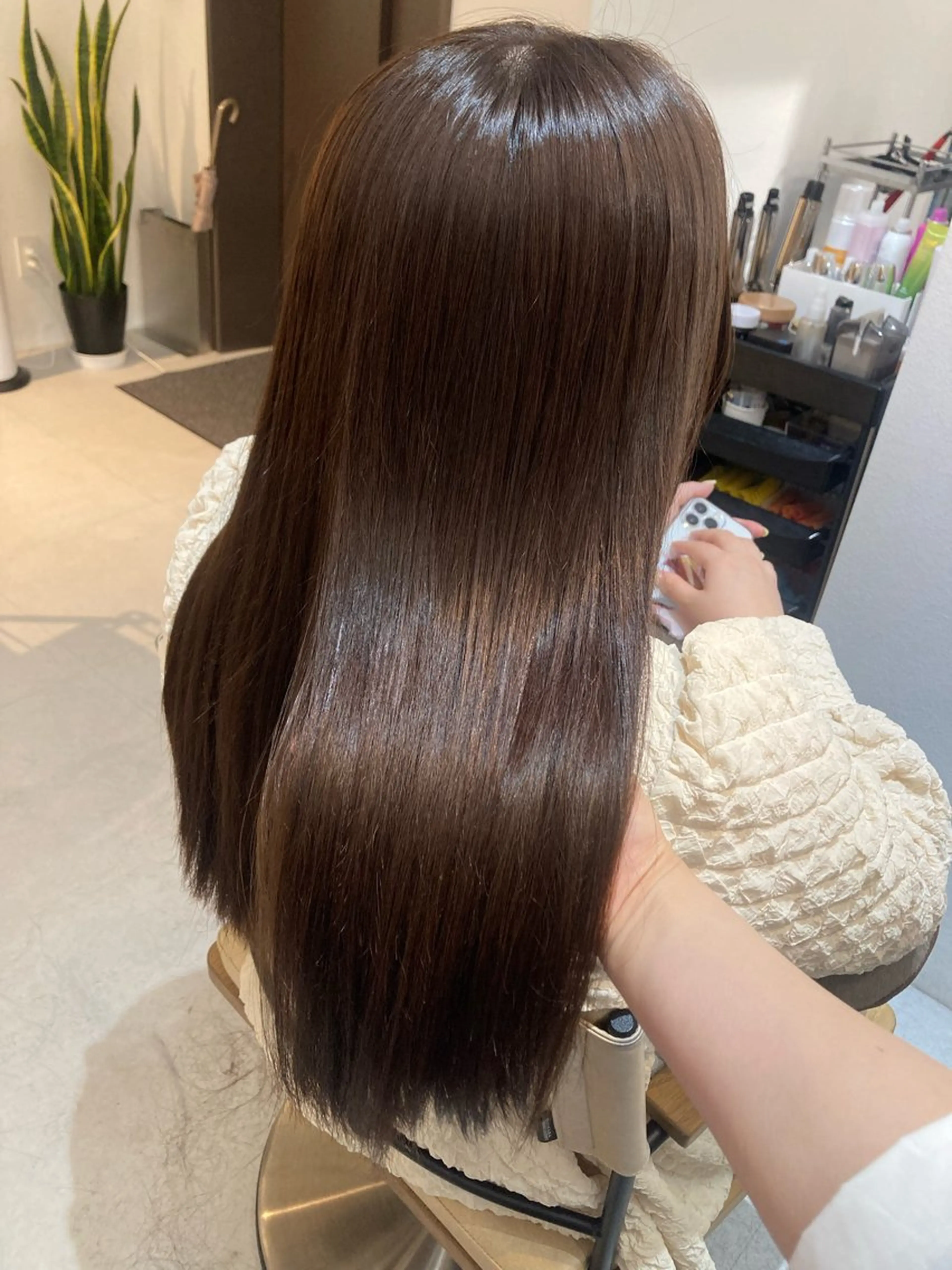 ロング カット ヘアカラー トリートメント ✨色持ちの良い艶 カラー✨蟹江真世のヘアスタイル
