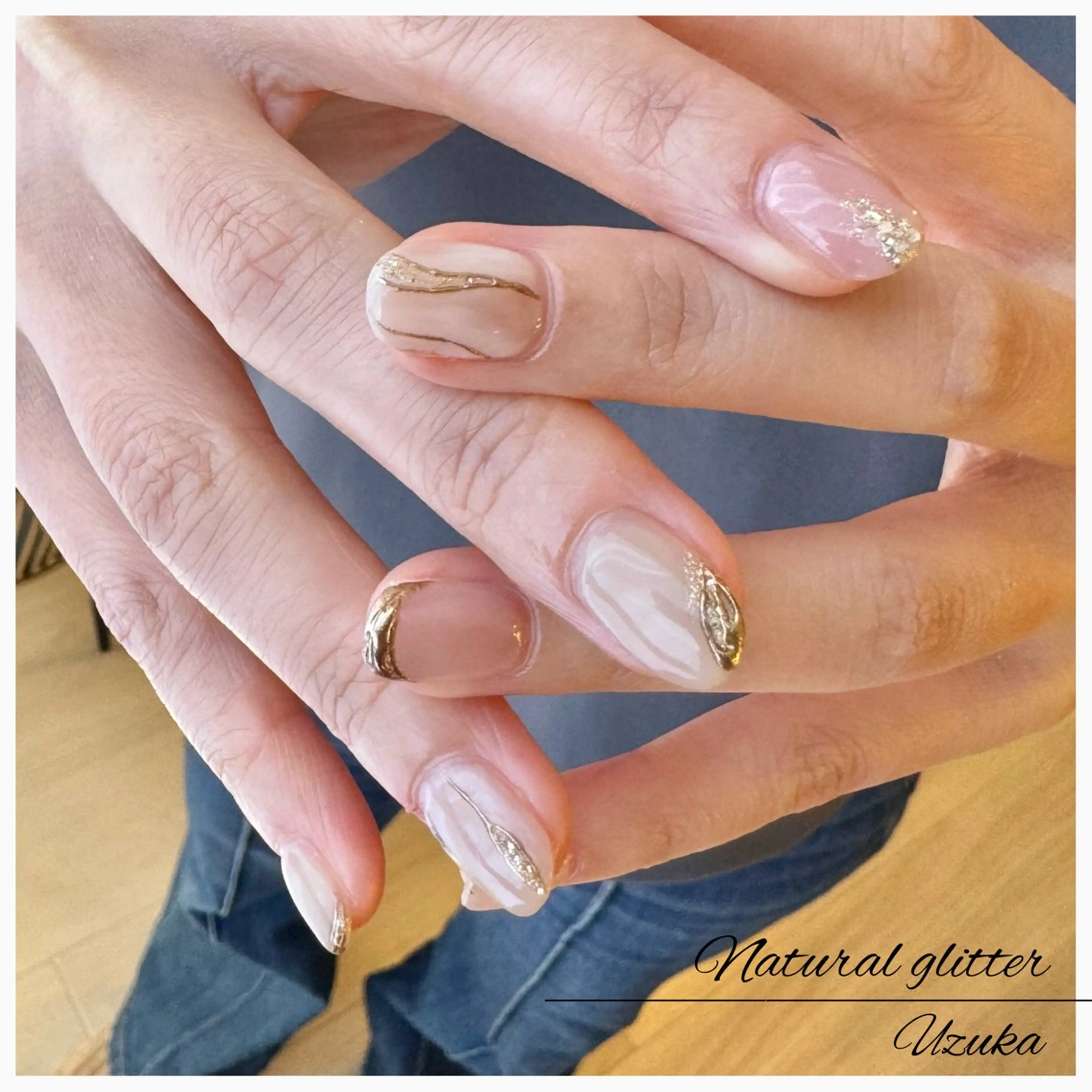 ネイル ラメ(グリッター) ミラーネイル オフィスネイル 【 enn 】 Uzuka Yukaのネイルデザイン