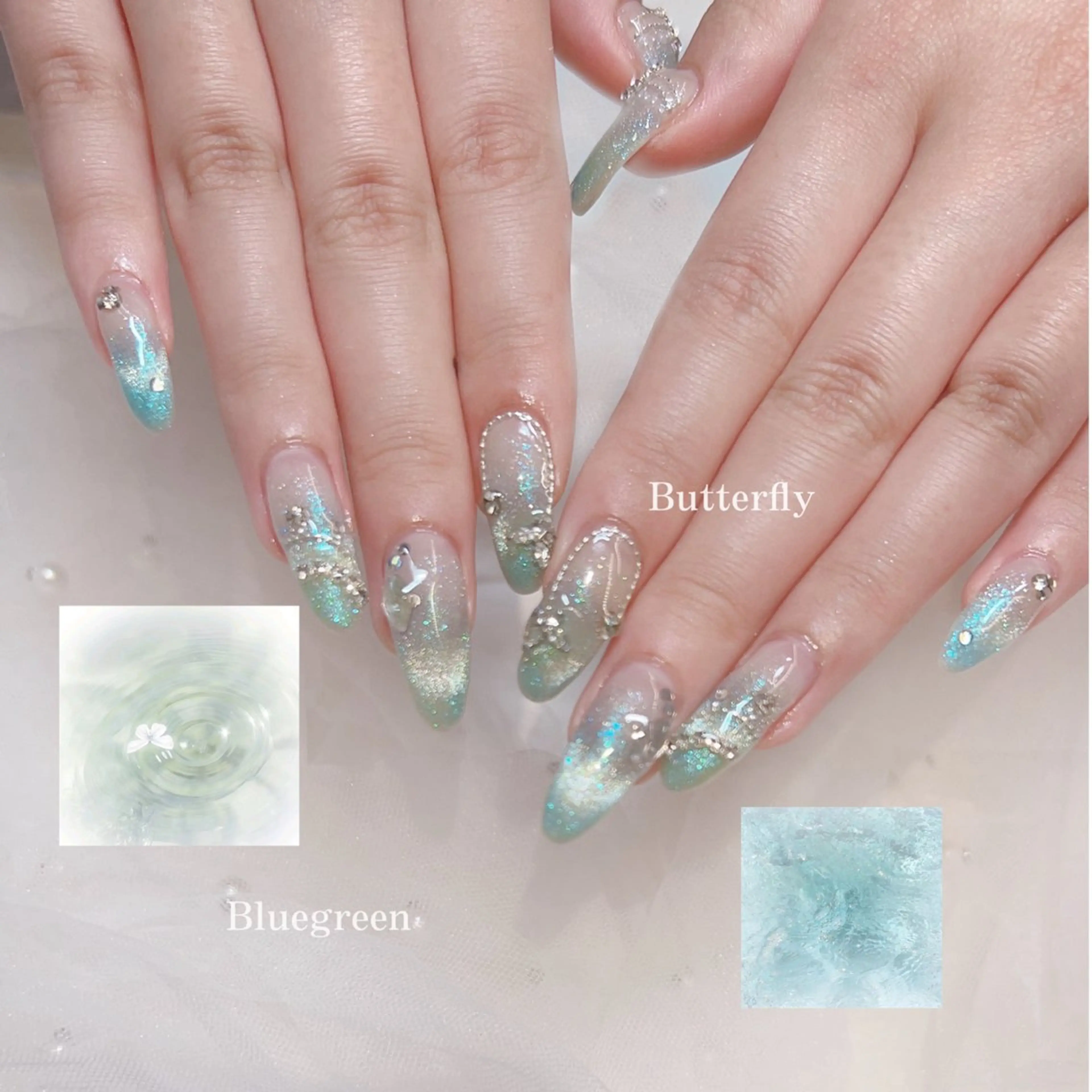 ネイル ブルー ワンホンネイル ハンドネイル 美容サロンMaple所属・ワンホン♡Maple ♡Miyuuのネイルデザイン