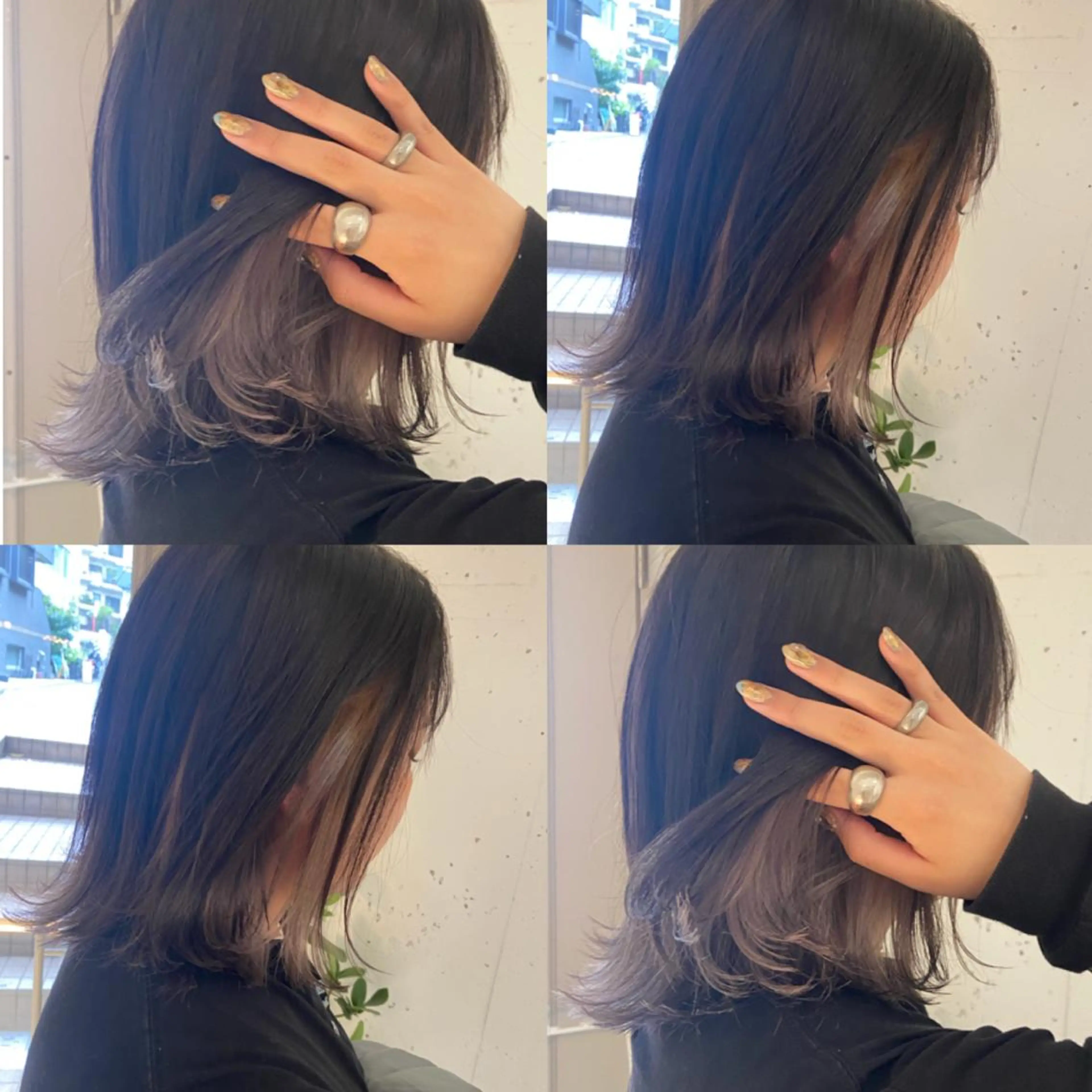 ミディアム カラー ベージュカラー 透明感カラー フォギーベージュ グレージュ インナーカラー ヘアカラー トリートメント ヘッドスパ ヘアセット カジュアルを女っぽく 𝗮𝘆𝗮𝗰𝗼のヘアスタイル