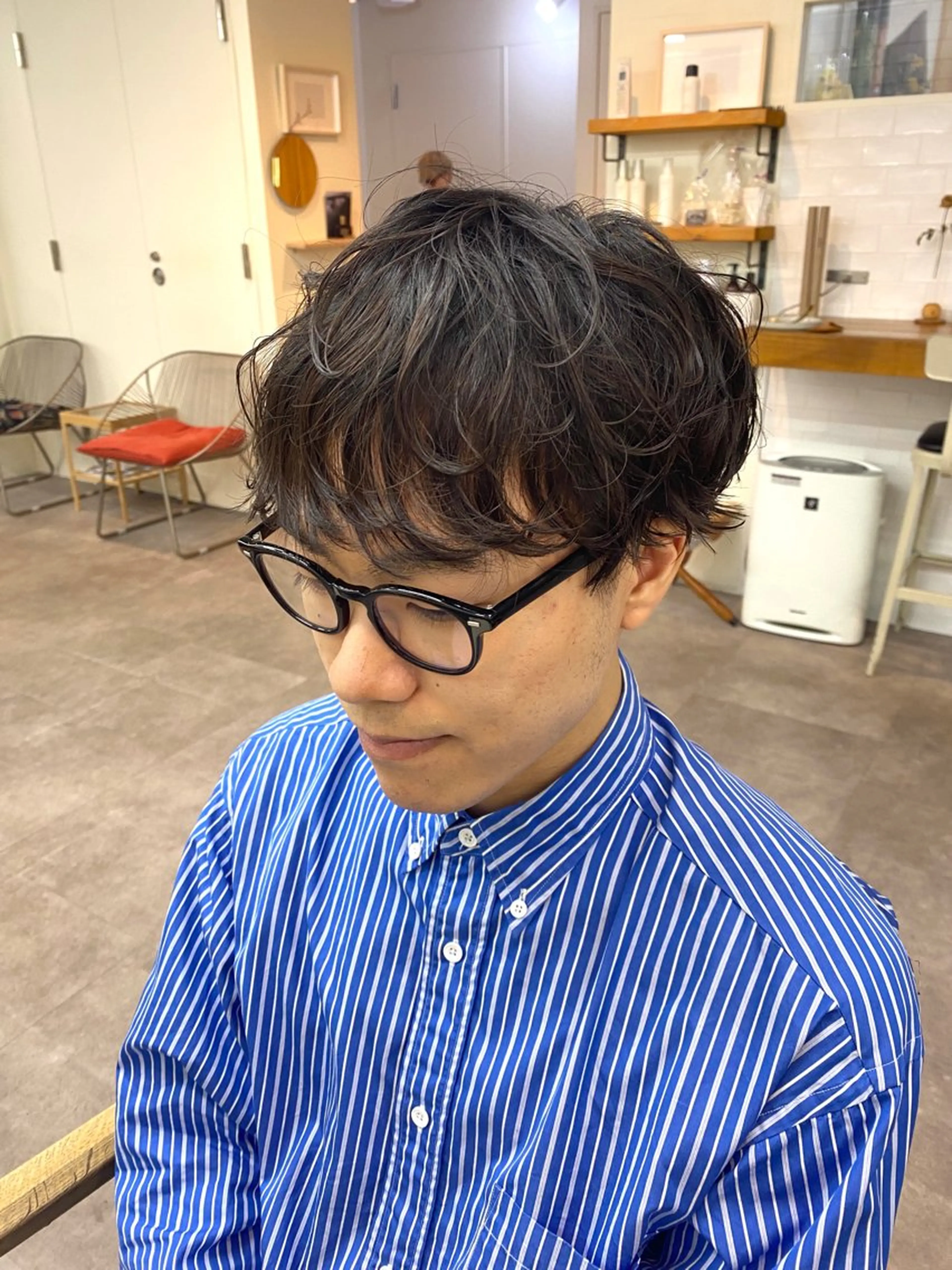 パーマ メンズ メンズパーマ パーマ オリーブカラー🫒 透明感カラーMAOのヘアスタイル