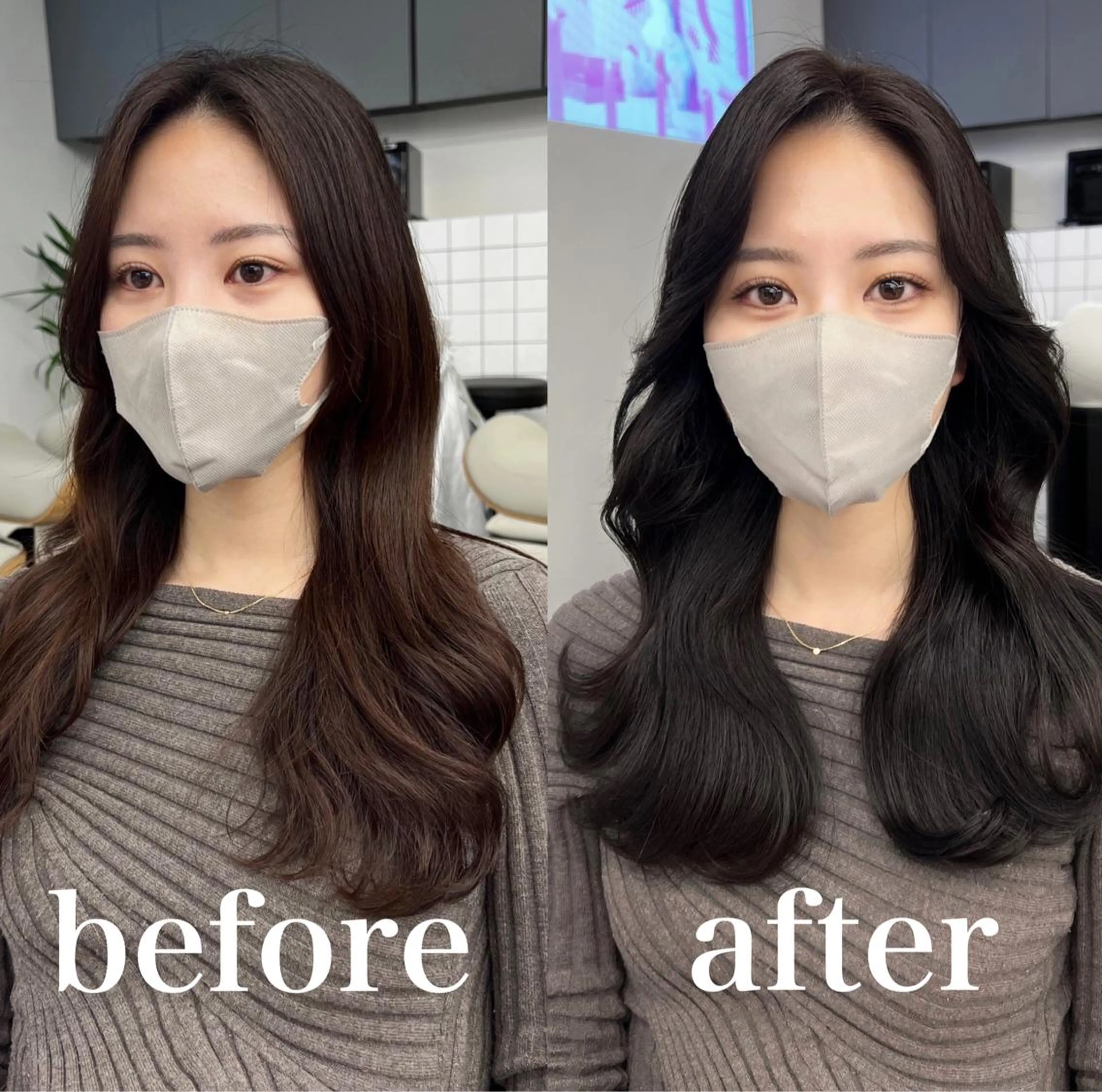 ロング カット ヘアカラー トリートメント 韓国ヘア♡ 顔まわりカットayaのヘアスタイル
