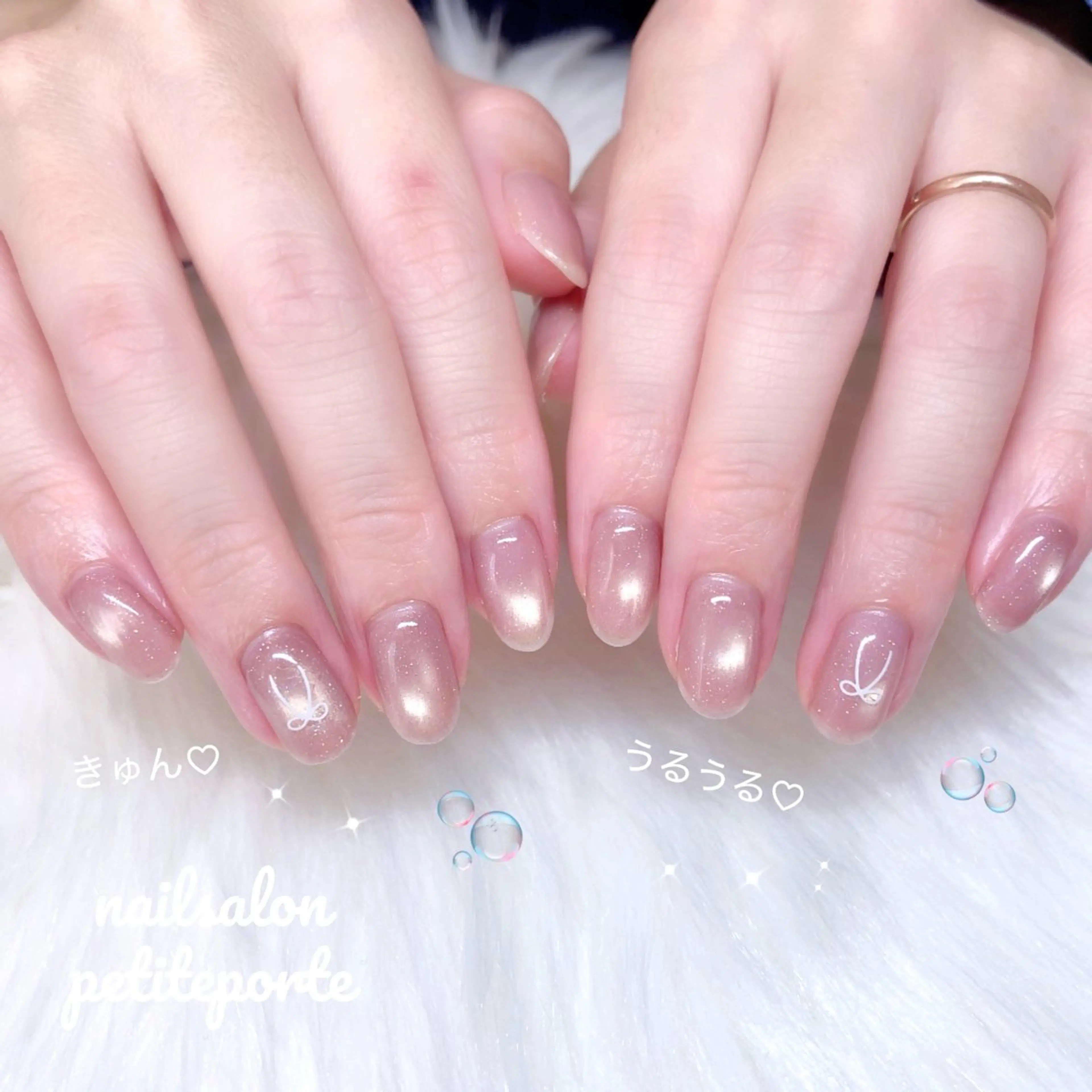 ネイル フラッシュネイル フラッシュマグ 氷ネイル・うるうるネイル マグネットネイル ピンク ハンドネイル nailsalon petite porte所属・petite porteのネイルデザイン