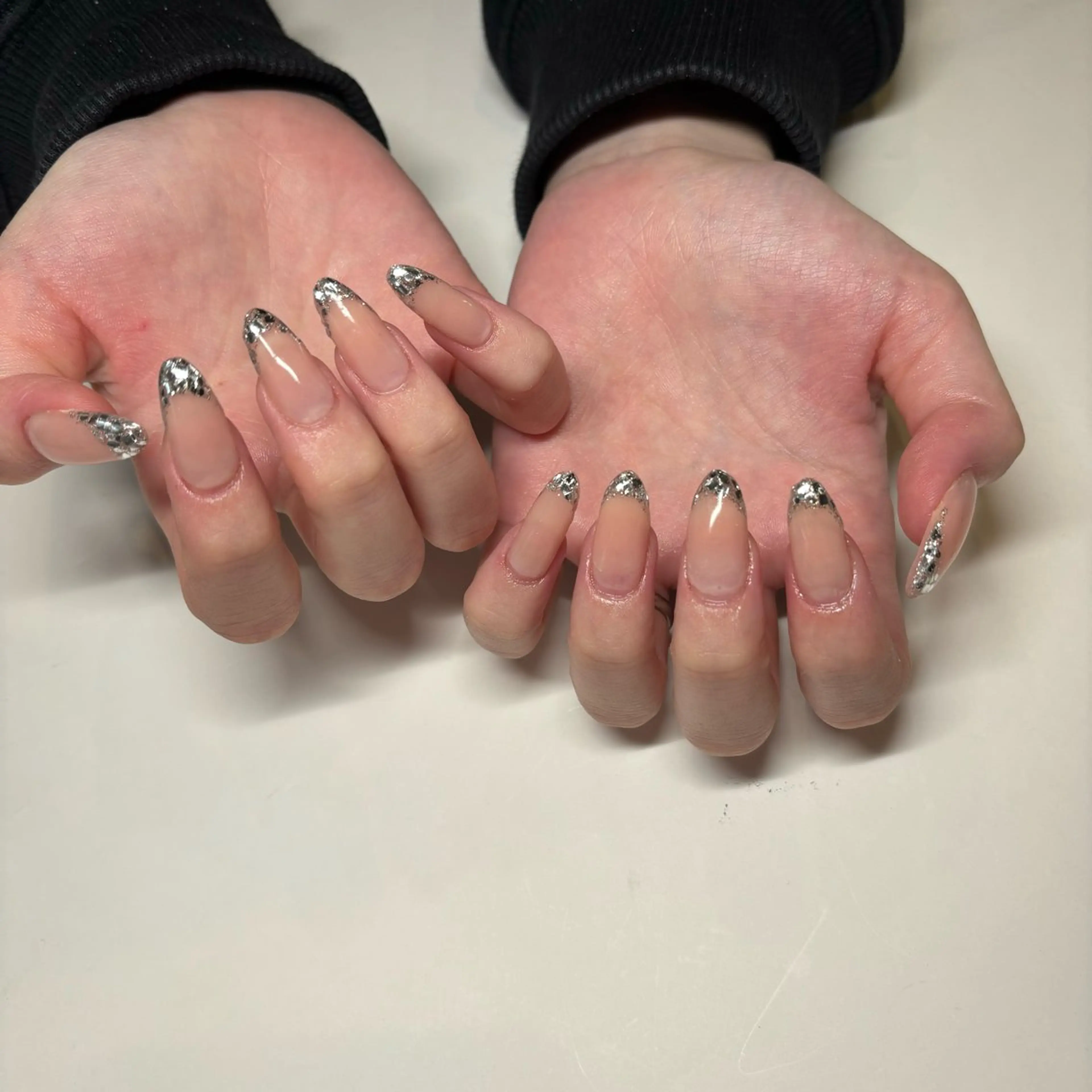 ネイル フレンチネイル ガラスフレンチ ハンドネイル maki nailのネイルデザイン