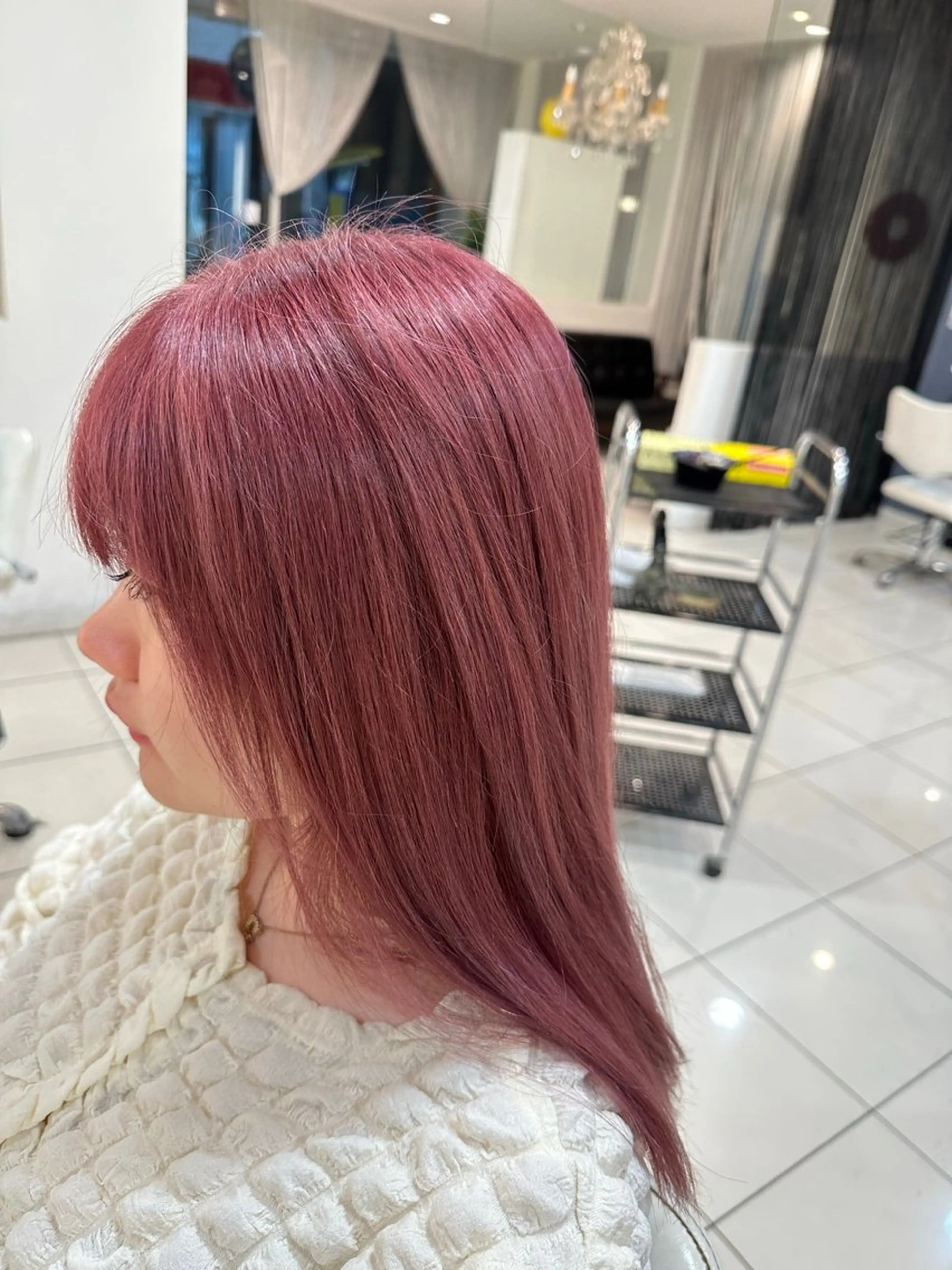 セミロング カラー ピンクカラー ピンクパープル パープルカラー カラーリスト🎨 田島光のヘアスタイル
