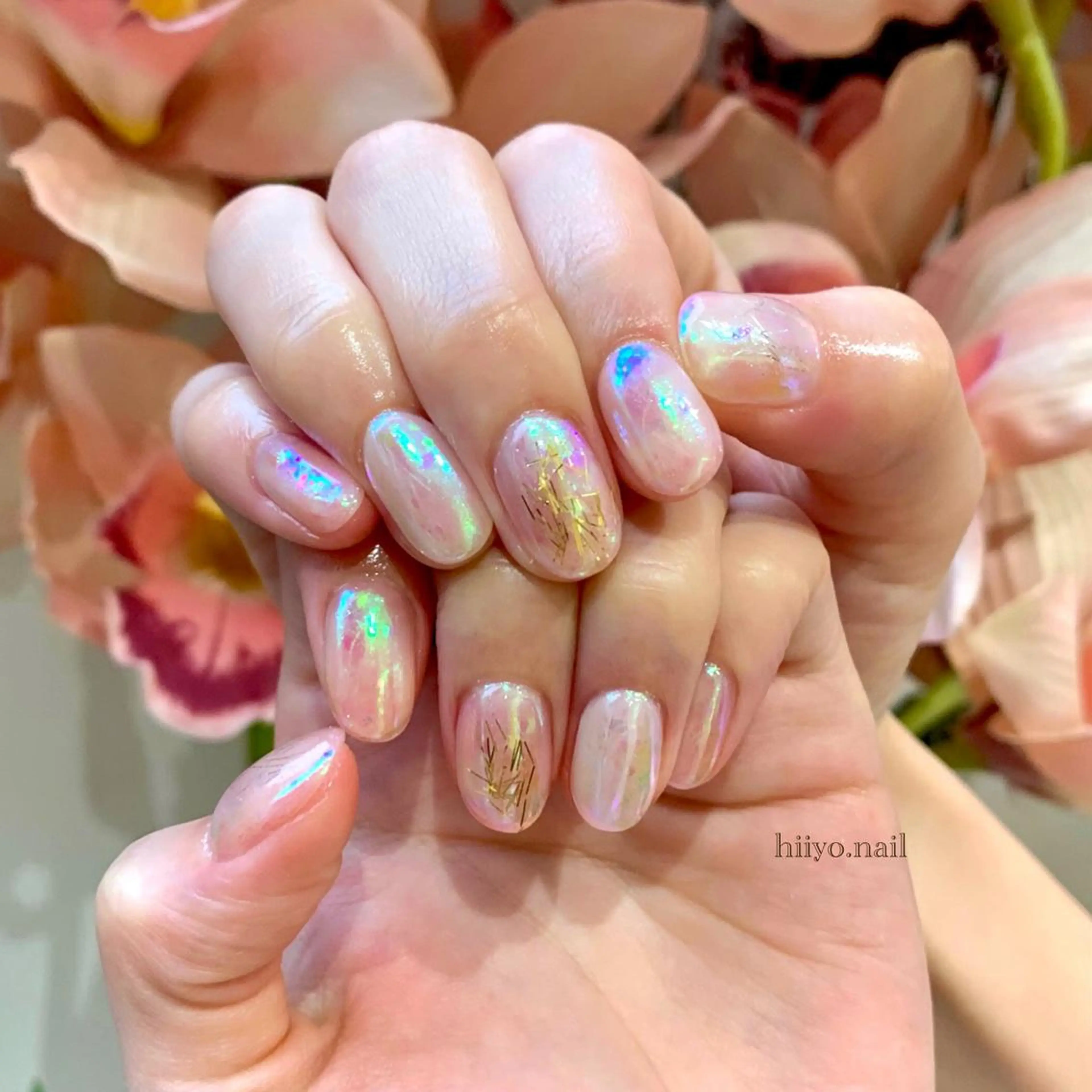 ネイル オーロラネイル クリアネイル キラキラネイル シンプルネイル hiyo🫧ネイル /渋谷💍🎀のネイルデザイン