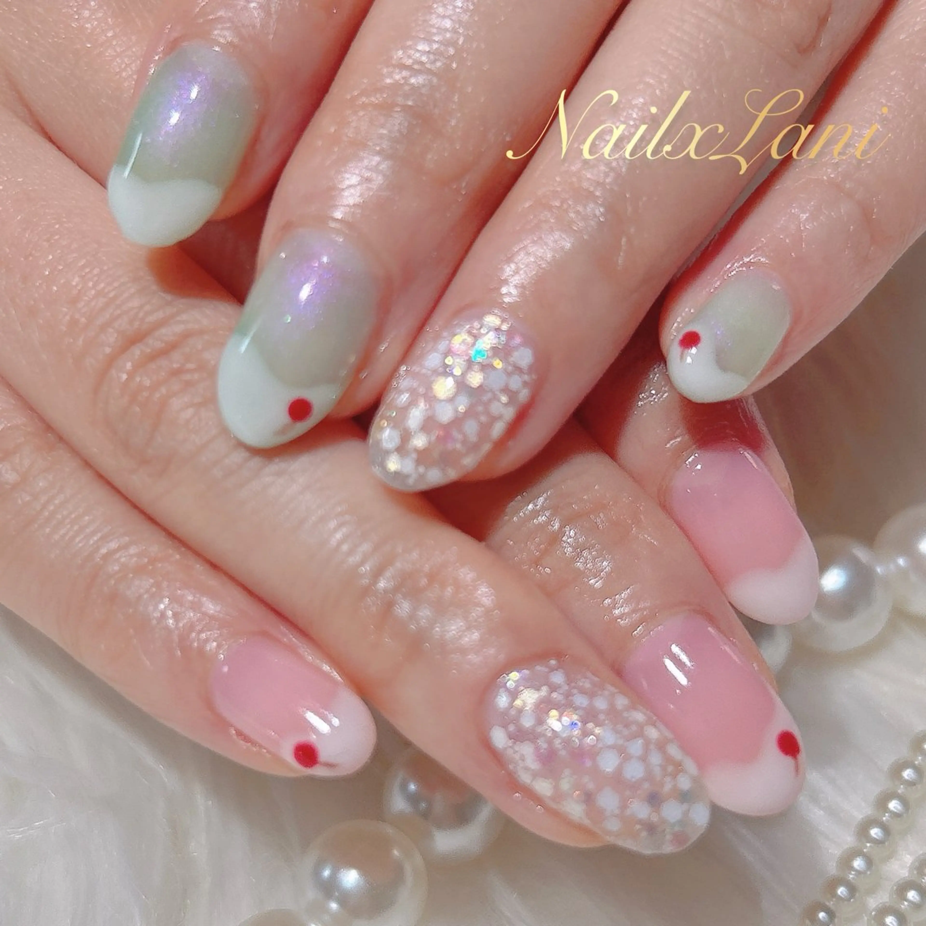 ネイル フットネイル ジェルネイル マグネットネイル パラジェル ネイルチップ Nail×Lani 深爪矯正対応◎のネイルデザイン